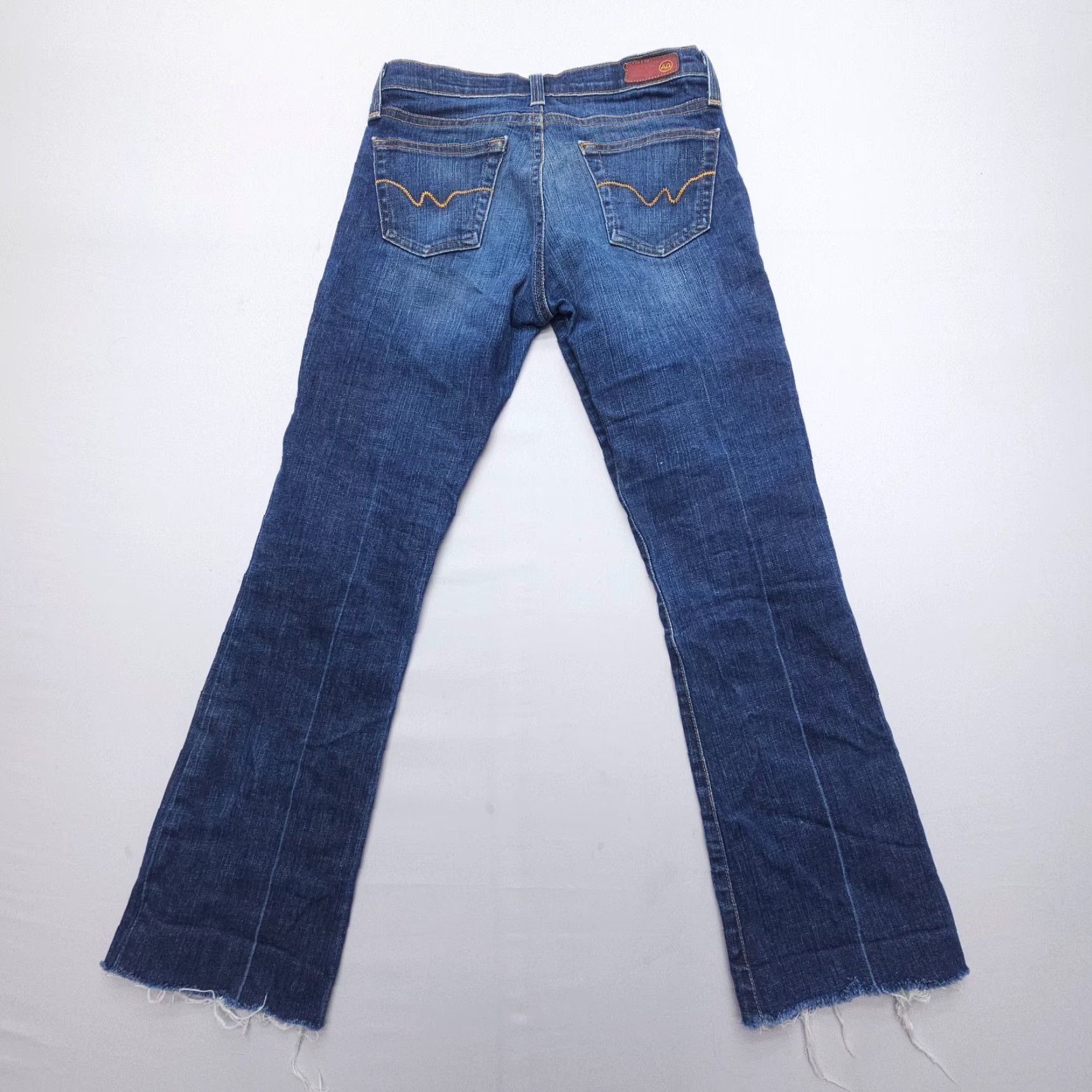 Vintage VINTAGE AG Adriano Goldschmied Jeans Flared Low Rise 27 Dark Wash Blue 27" Inseam Womens Boys? Size 27" / US 4 / IT 40 - 2 Thumbnail