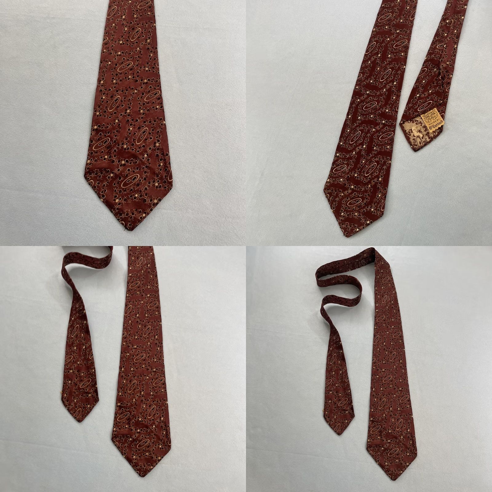 MCM VINTAGE Golden Shuttle Fabric McCurrach Tie Woven Foulard Red White Dots 4x56 Silk Neckwear Tie Men MCM Vintage Rockabilly Capsule 1940s Size ONE SIZE - 10 Thumbnail