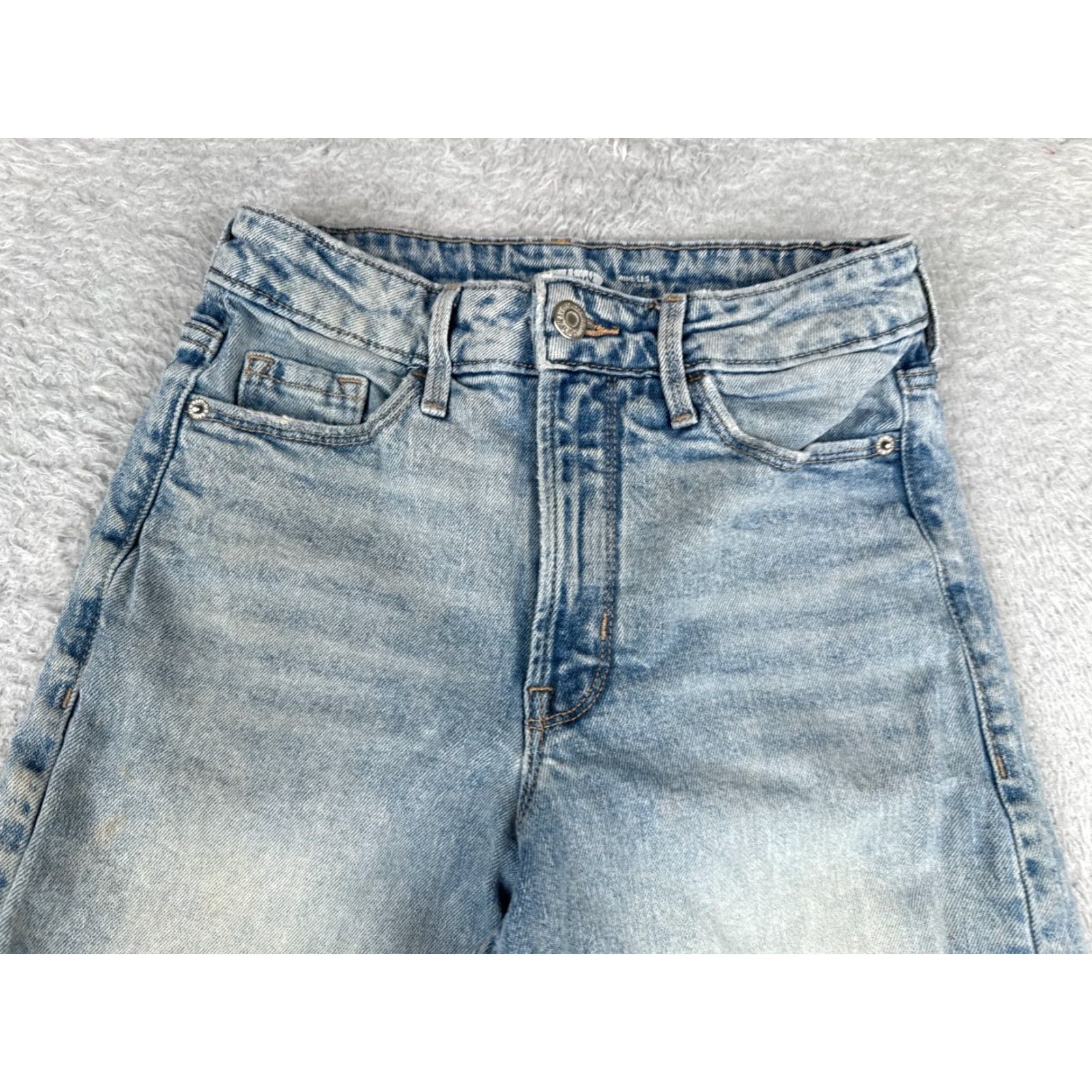 Old Navy Old Navy Wide Leg Jeans Womens 2 Blue Denim High Rise Crop 26x28 Distressed Cotton Size 26" / US 2 / IT 38 - 4 Thumbnail