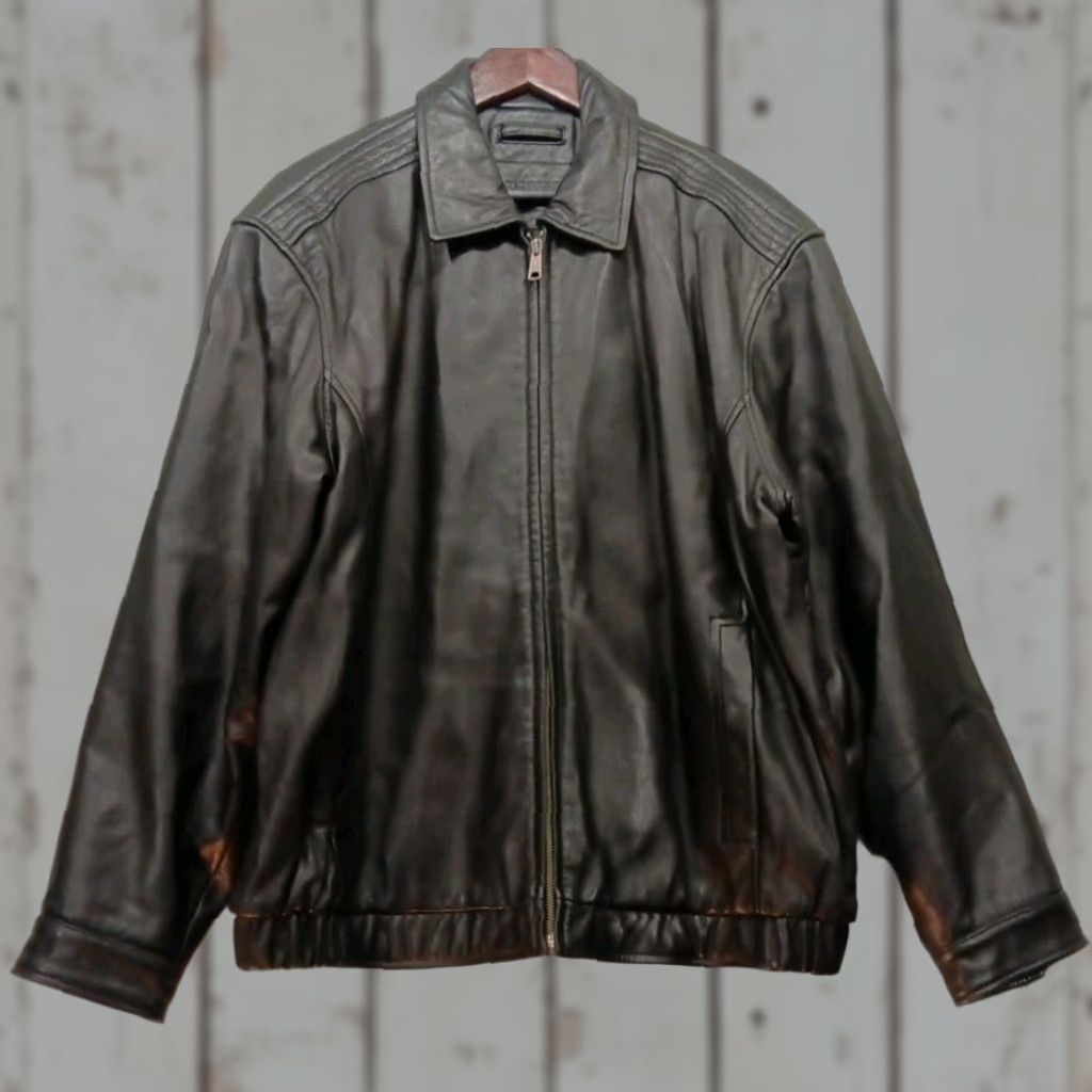 Roundtree & Yorke Roundtree & Yorke Bomber Jacket Men's XL Black 100% Lambskin Leather Zip Spread GUC Classic Style Size US XL / EU 56 / 4 - 1 Thumbnail