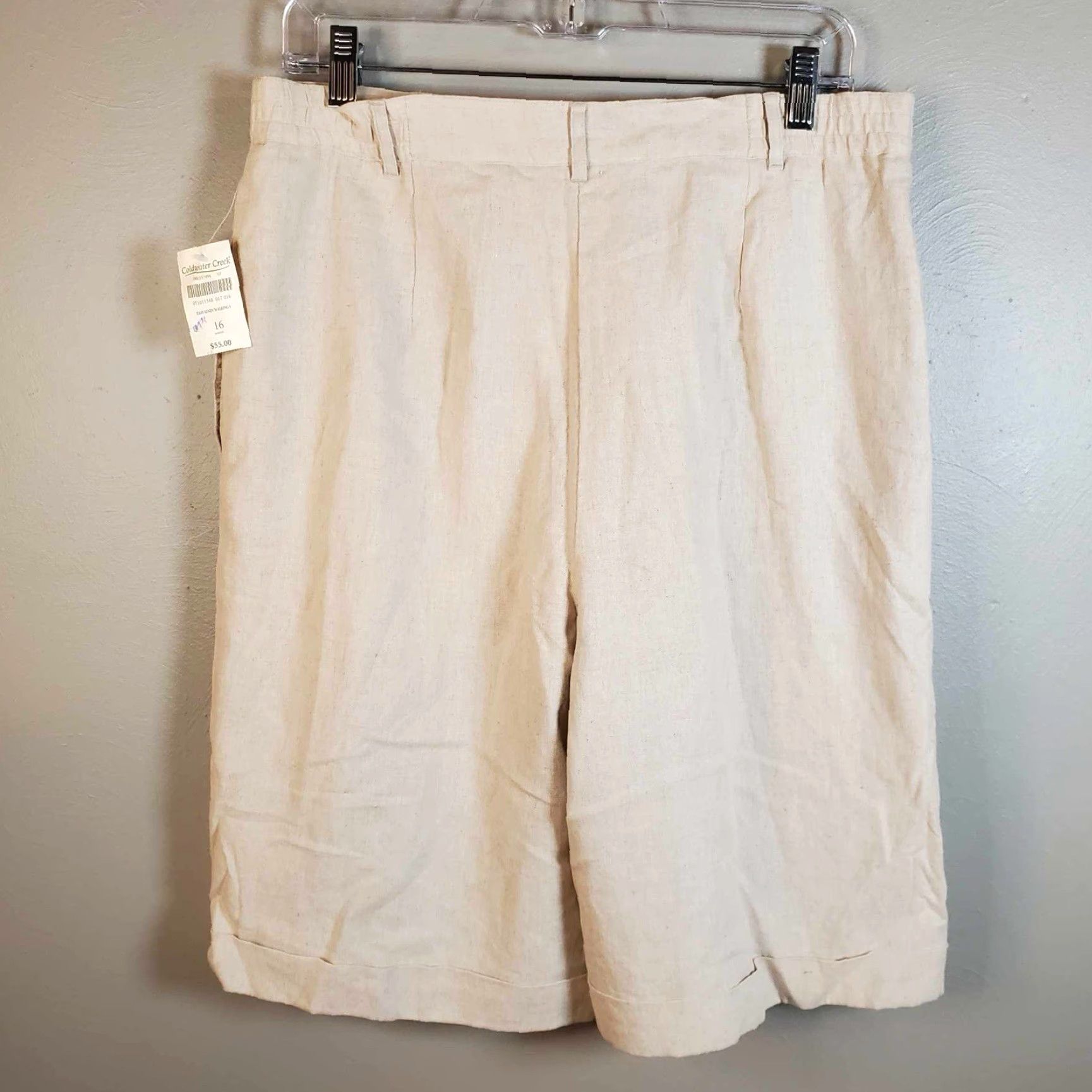 Coldwater Creek COLDWATER CREEK Linen Blend Shorts Bermuda NWT Size 16 Tan Elastic Waist Casual Summer Women's Shorts 16 Size 38" / US 16 / IT 52 - 5 Thumbnail