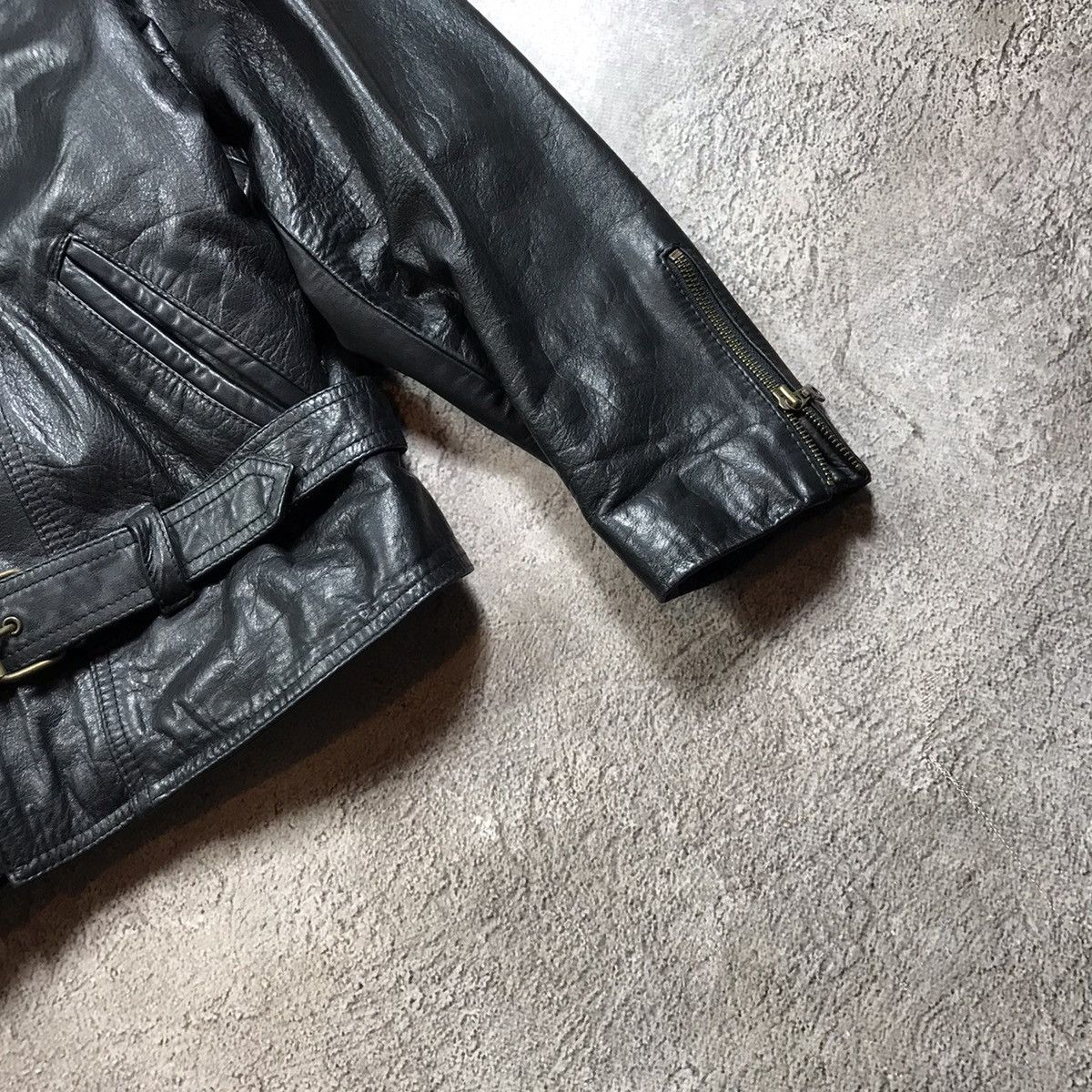 Vintage Vintage 90s Japanese Biker Jacket Black Leather Punk Baggy M Size M / US 6-8 / IT 42-44 - 5 Thumbnail