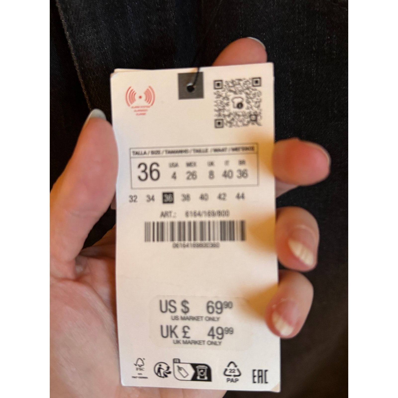 Zara Zara Black Cuffed Jeans - Size 4 - New with Tags! Size 27" / US 4 / IT 40 - 4 Thumbnail