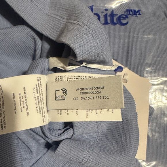 Off-White Off-White Stretch Cotton Logo Tan Blue L Size US L / EU 52-54 / 3 - 9 Thumbnail