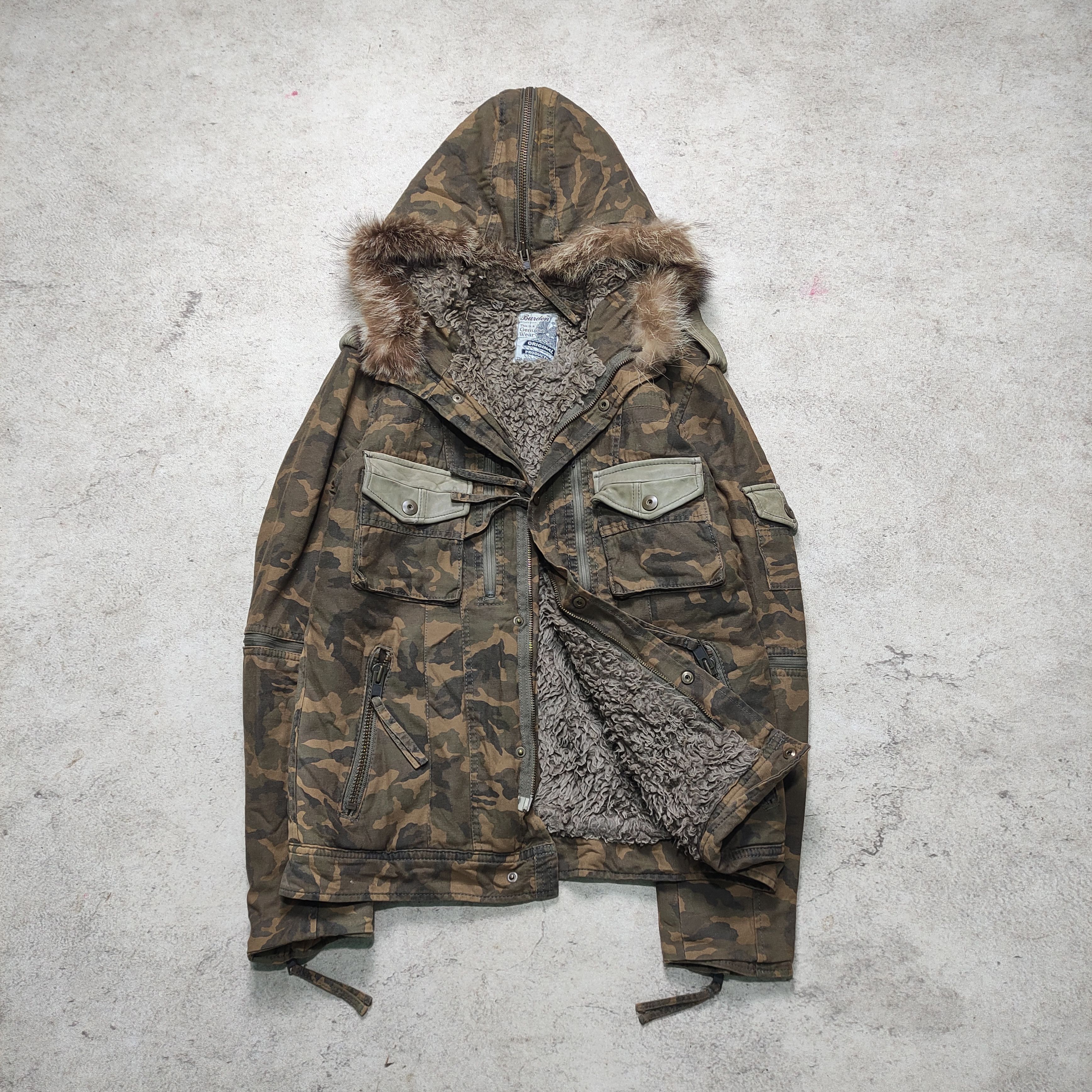 Burden Archive Camo Military Fur Jacket 2000s