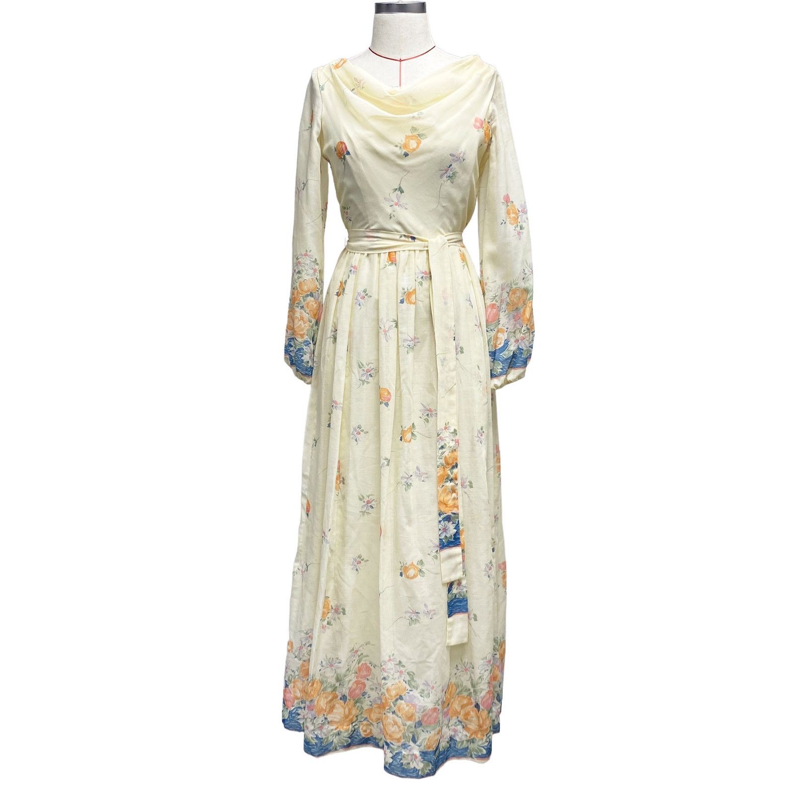 Vintage Vintage Miss Elliette Floral Draped Boat Neck Maxi Dress Size L / US 10 / IT 46 - 9 Thumbnail