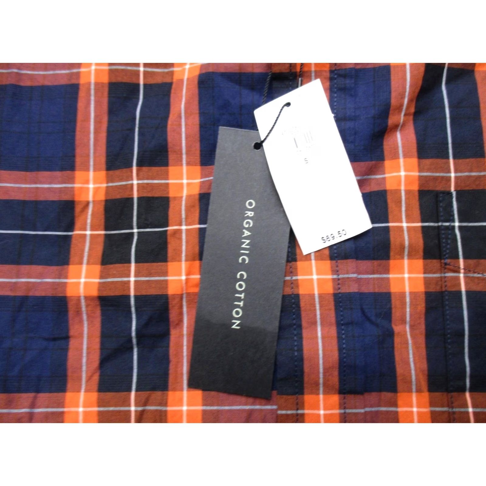 Banana Republic Banana Republic Mens Small Slim Fit Navy Orange Plaid Button-Up Shirt Organic Cotton Size US S / EU 44-46 / 1 - 6 Thumbnail