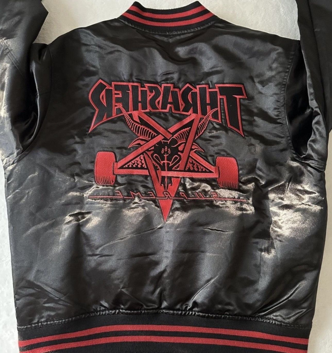 Supreme × Thrasher Supreme thrasher satin varsity jacket Size US M / EU 48-50 / 2 - 3 Thumbnail
