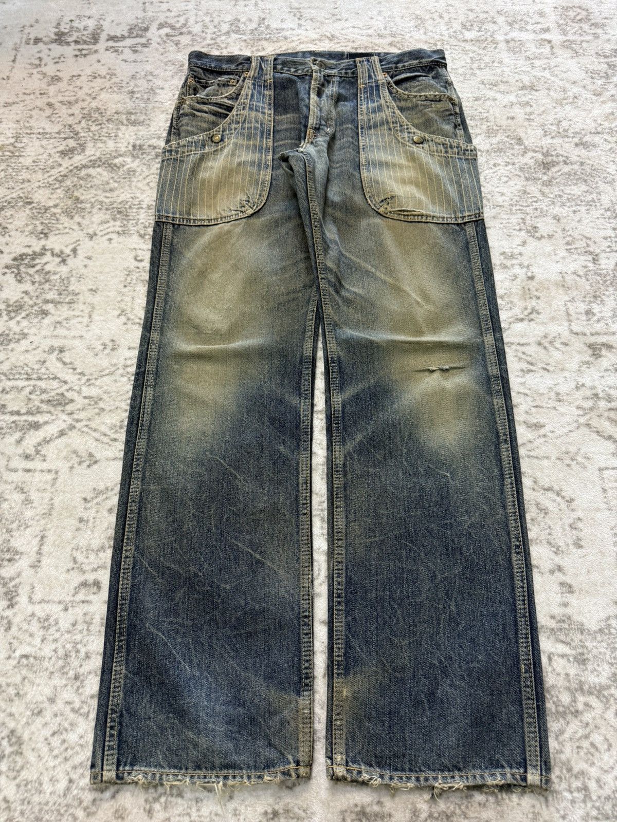 Kapital 2000s Antgauge Japan Reconstructed Pinstripe Panel Denim Size US 33 - 1 Thumbnail