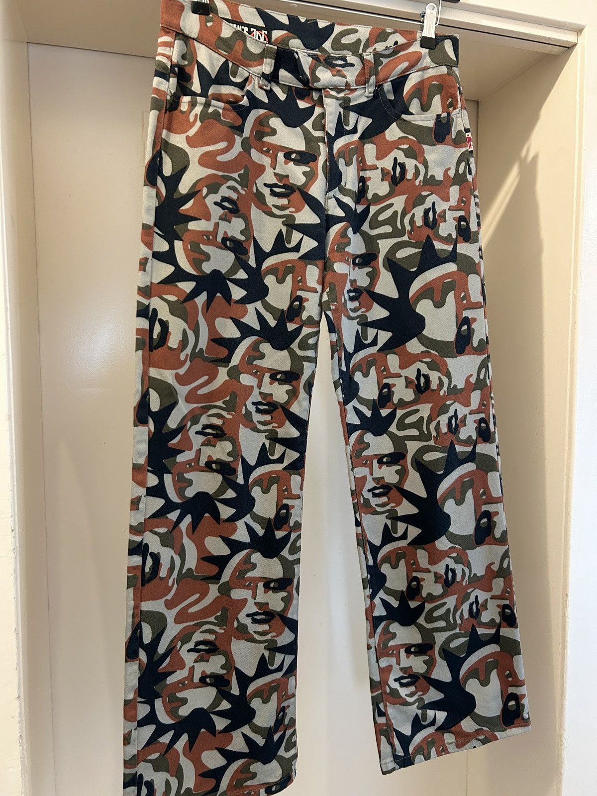 Jean Paul Gaultier Jean Paul Gaultier vintage punk faces camo wide leg pants Size US 30 / EU 46 - 2 Thumbnail