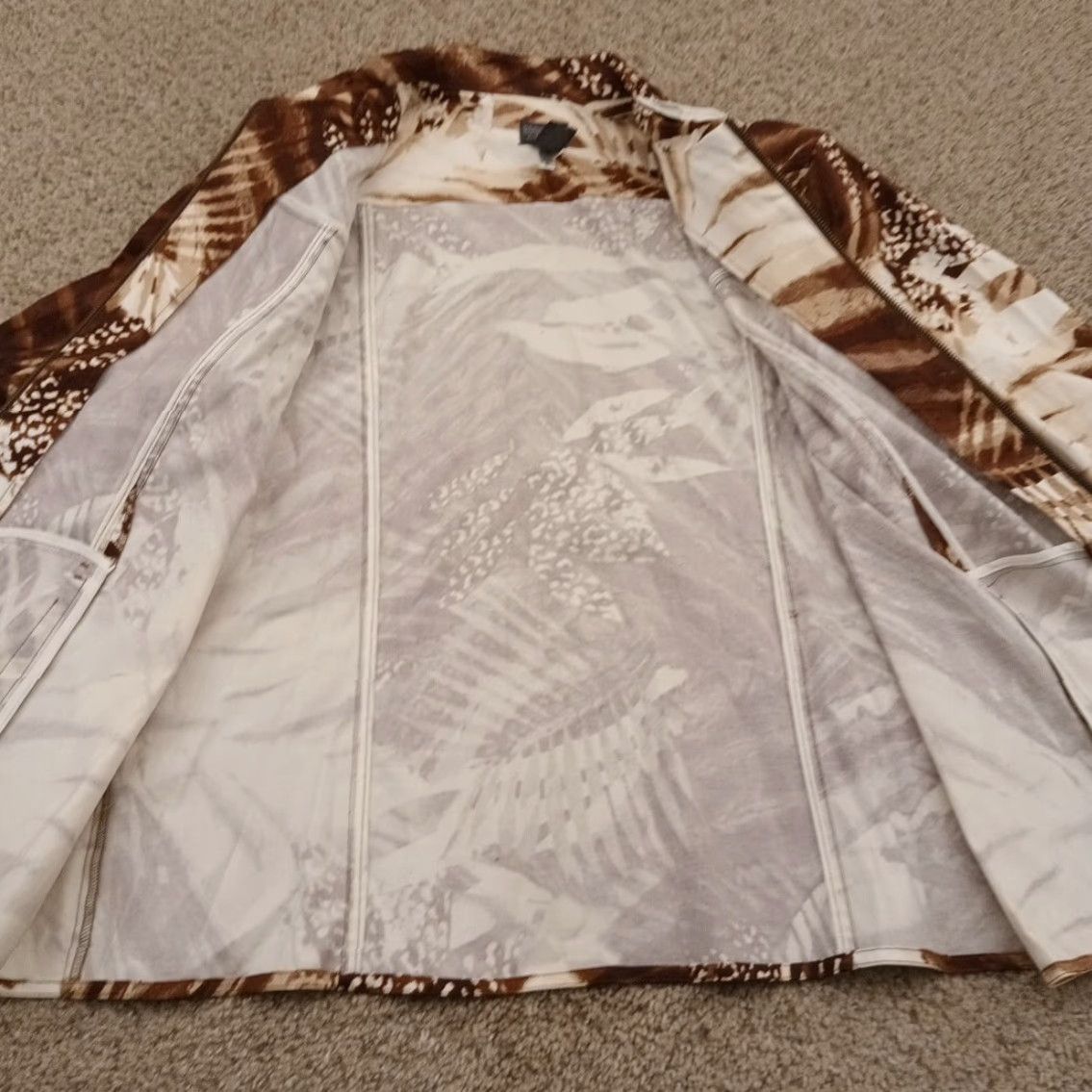 Vintage Chico's Jacket Womens Size 3 Brown Floral Twill Long Full Zip Size XS / US 0-2 / IT 36-38 - 5 Thumbnail