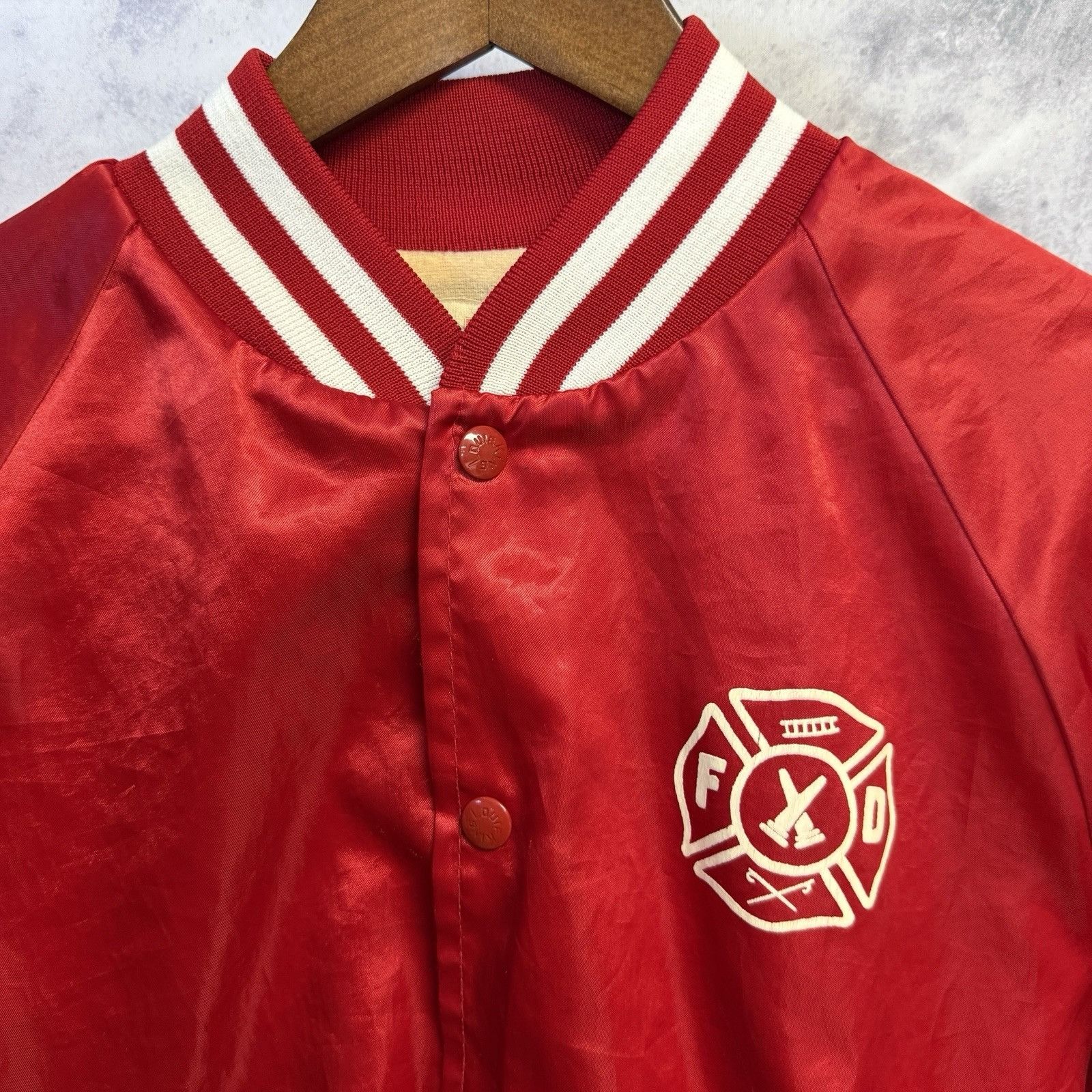 Vintage Vintage 80s Fire Dept Satin Bomber Jacket Mens Medium USA Size US M / EU 48-50 / 2 - 1 Thumbnail