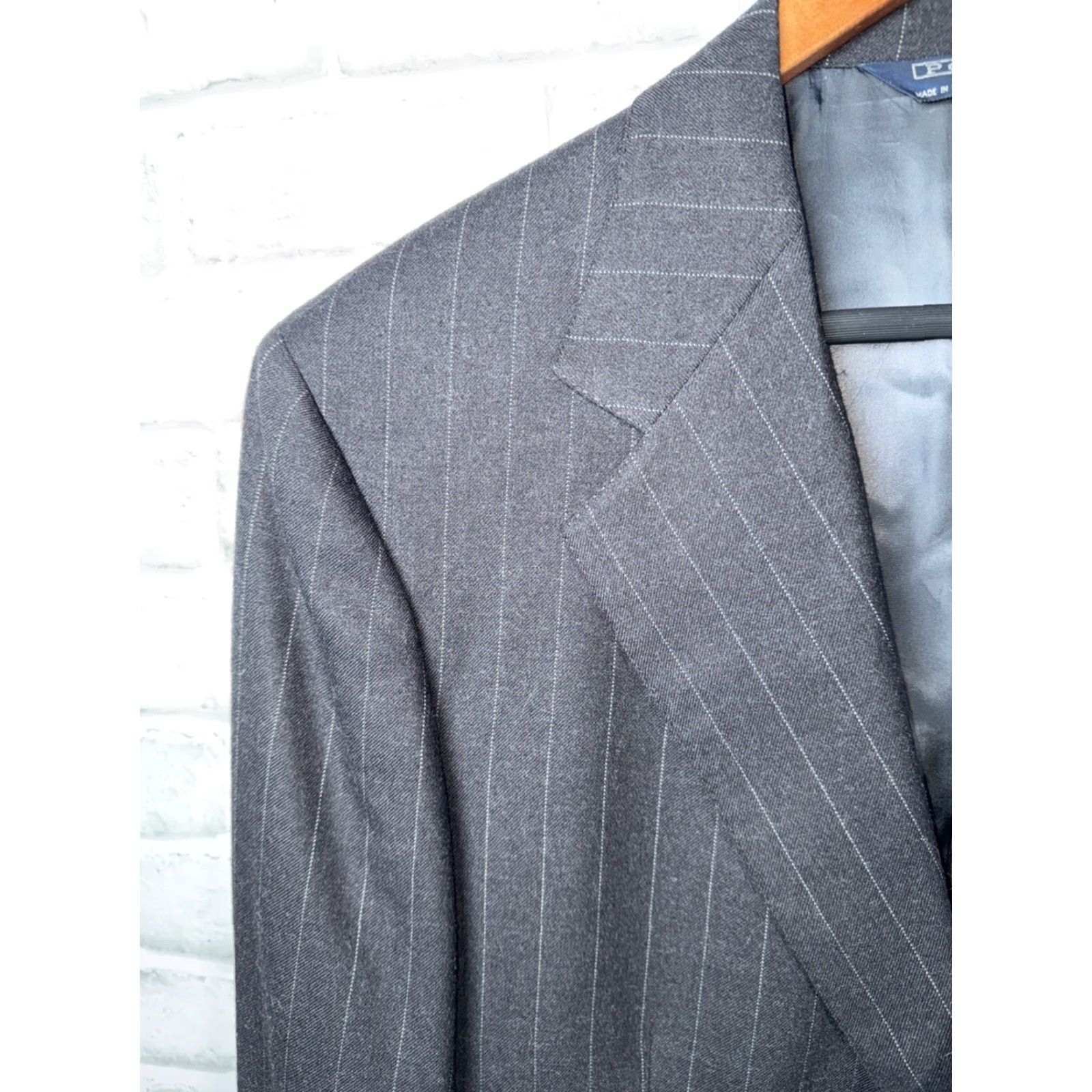 Polo Ralph Lauren VINTAGE Polo Ralph Lauren Sport Coat Wool Dark Gray 42 L USA Mens Wool Sport Coat 42 Long Striped Mantel Size US XL / EU 56 / 4 - 3 Thumbnail