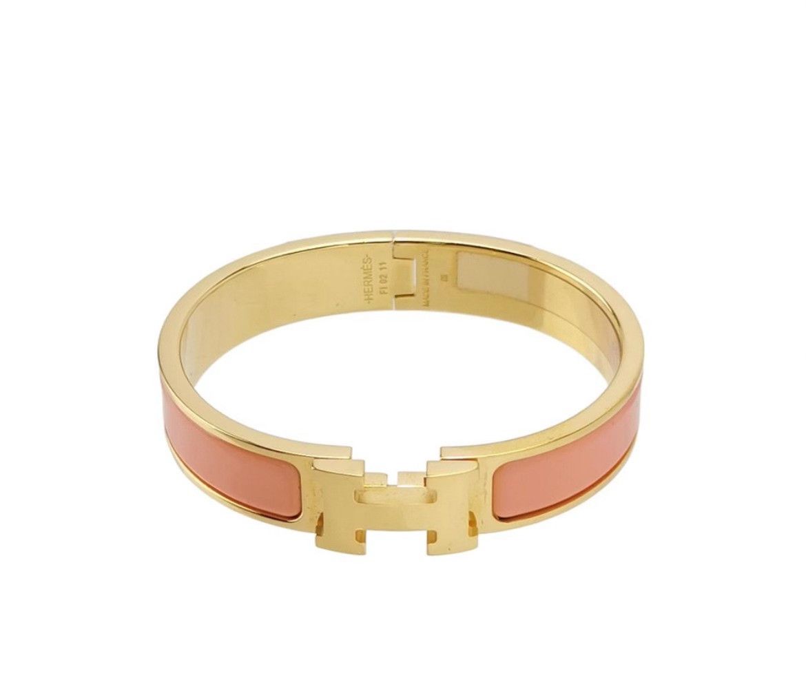 Hermes Hermès Gold Pink H Bracelet PM Size ONE SIZE - 1 Thumbnail