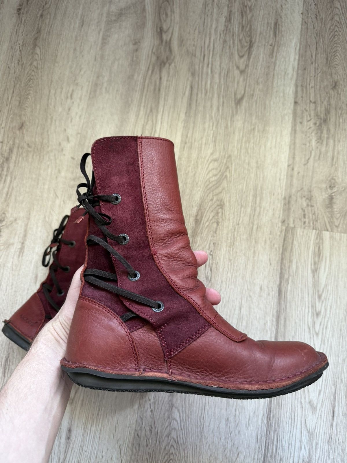 Kickers Kickers Red Leather Avant-Garde Back Lace Boots EU 38 Size US 7.5 / IT 37.5 - 5 Thumbnail