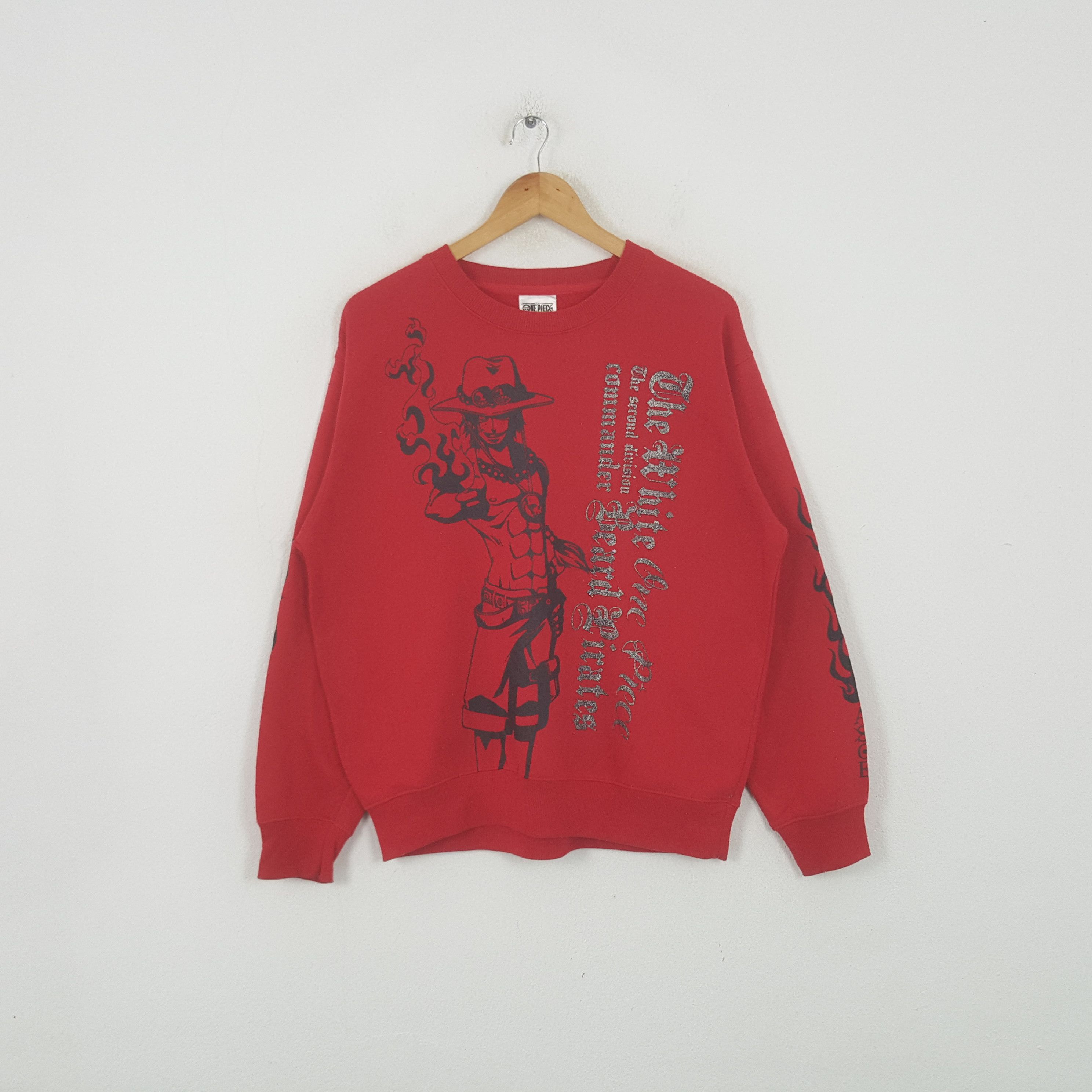 One Piece Vintage One Piece Portgas D. Ace Anime Sweatshirt RR12 Size US L / EU 52-54 / 3 - 1 Thumbnail
