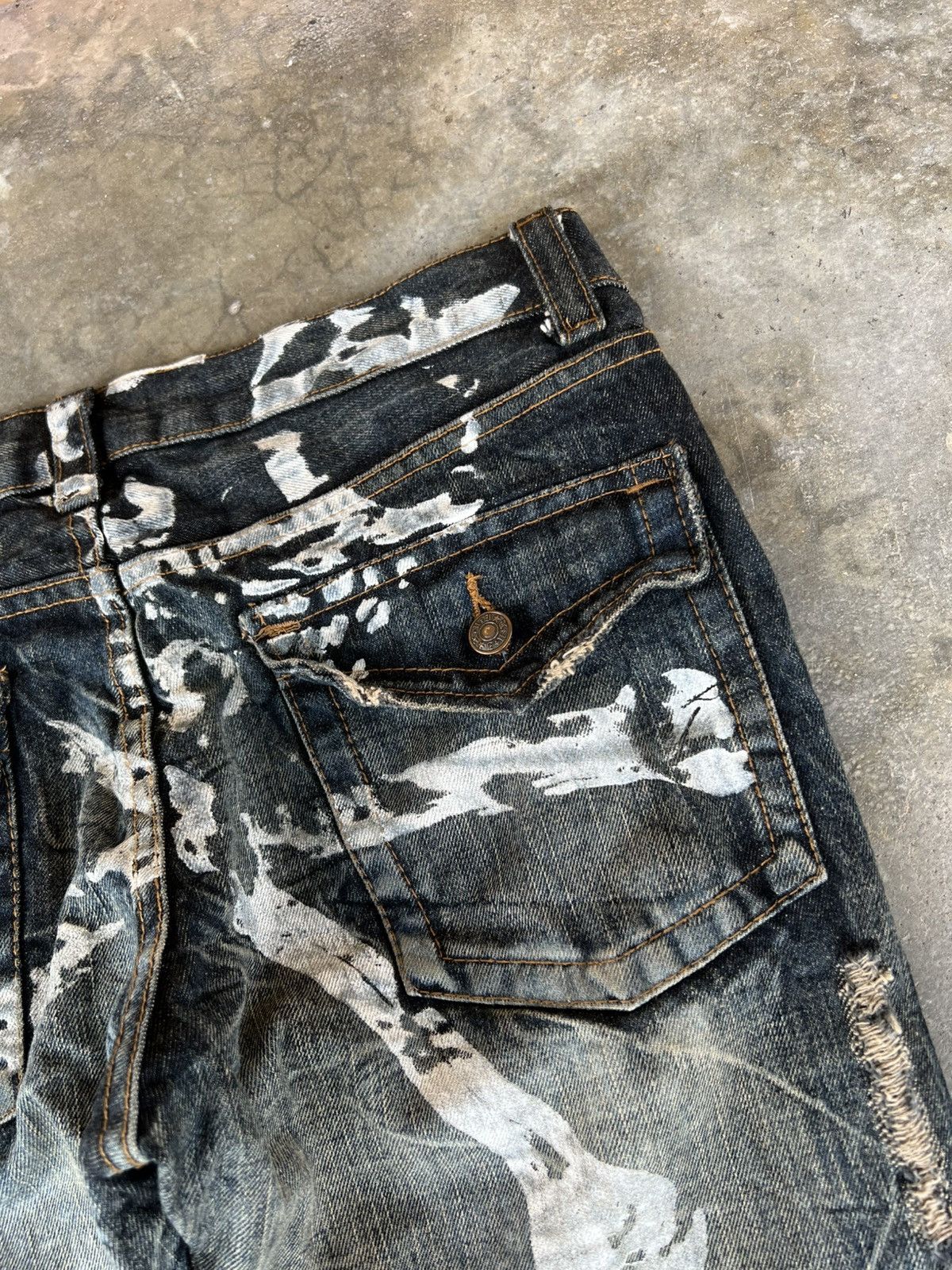 Japanese Brand K.U.I BONES DISTRESSED CLAW JEANS VERY RARE Size US 33 - 16 Thumbnail
