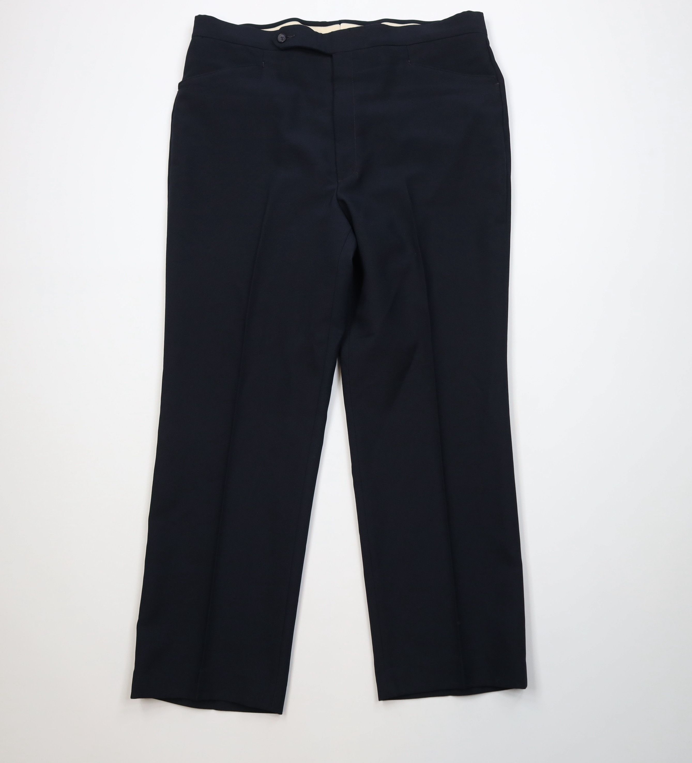 Vintage Vintage 70s Streetwear Flared Wide Leg Chino Pants Navy Blue Size US 38 / EU 54 - 1 Thumbnail