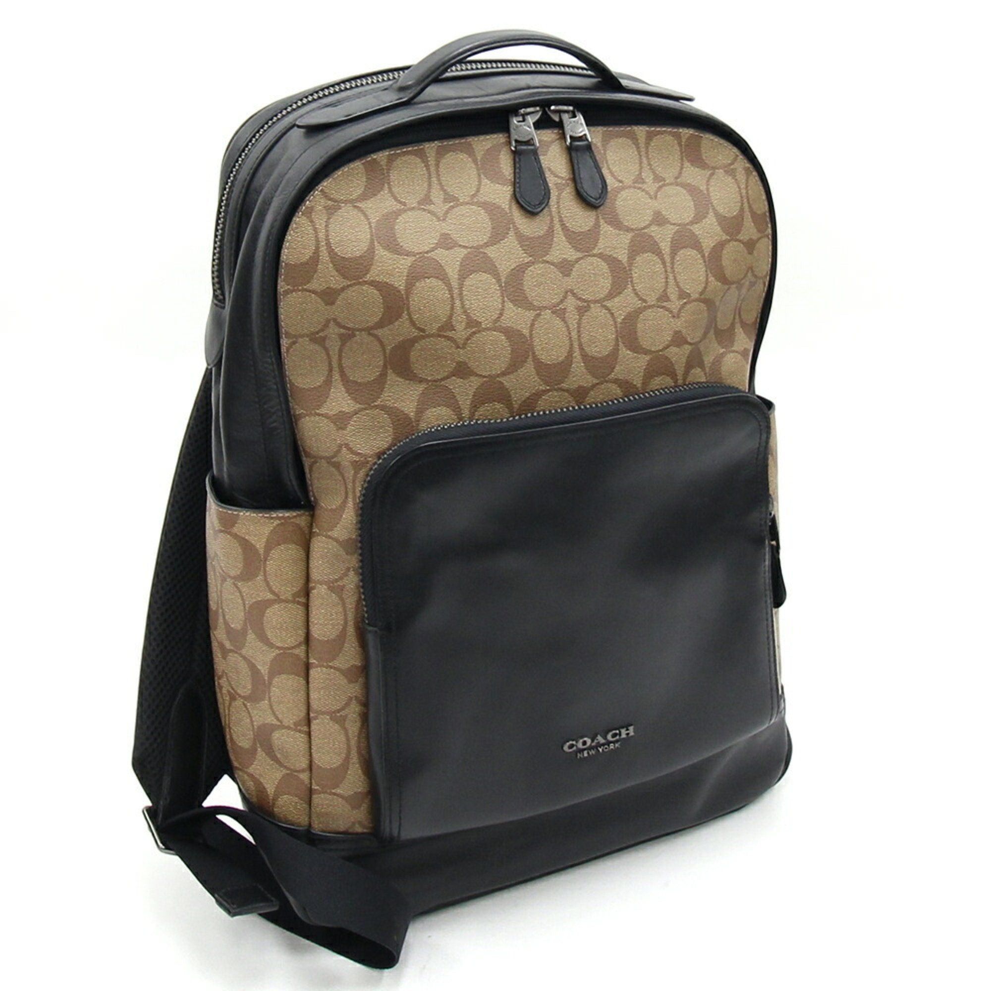 image of Coach Backpack Signature Graham F38755 Beige Black Pvc Leather Men's in White