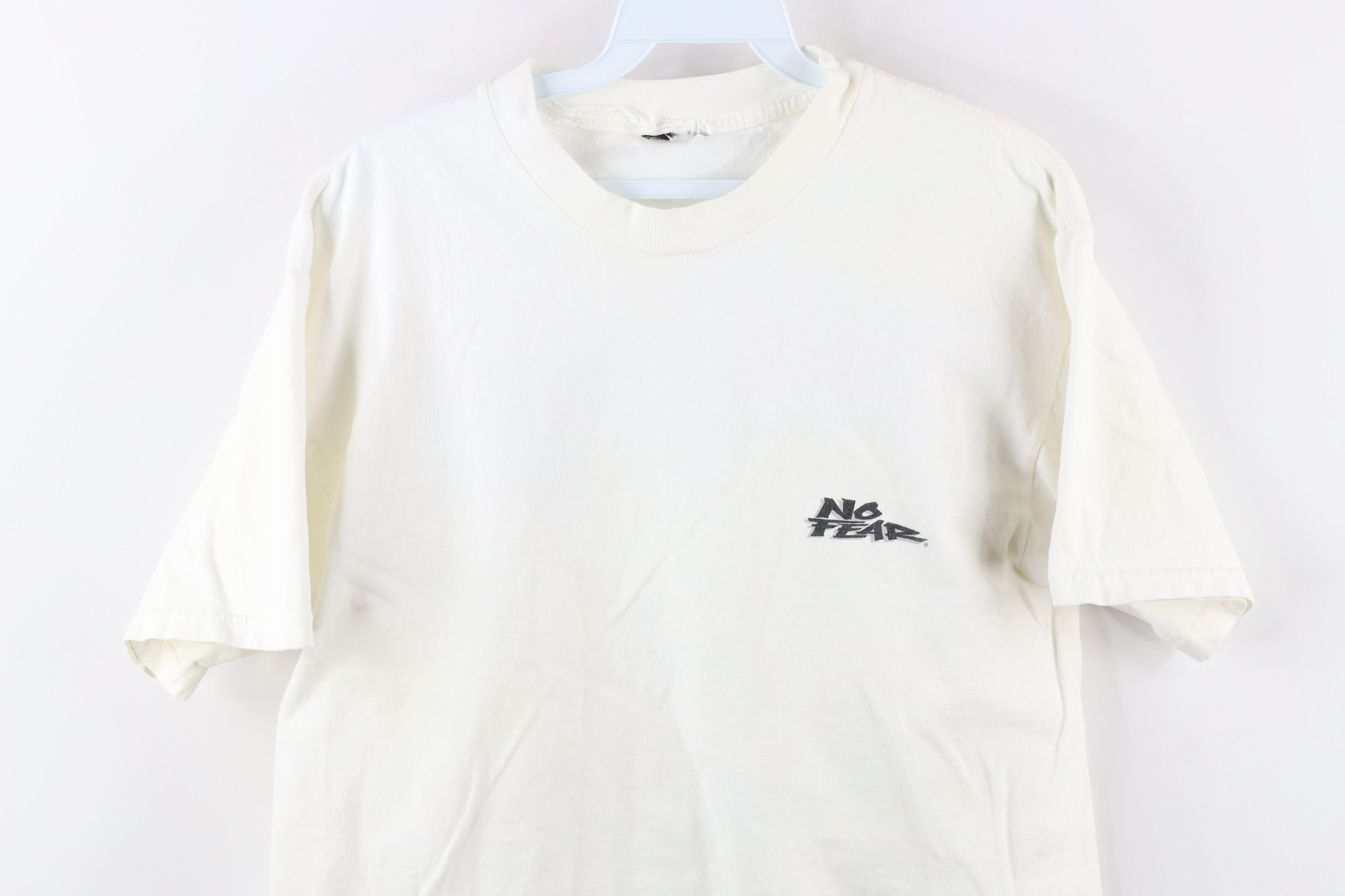 No Fear × Vintage Vintage 90s No Fear Spell Out Soccer T-Shirt White Cotton Size US M / EU 48-50 / 2 - 2 Thumbnail