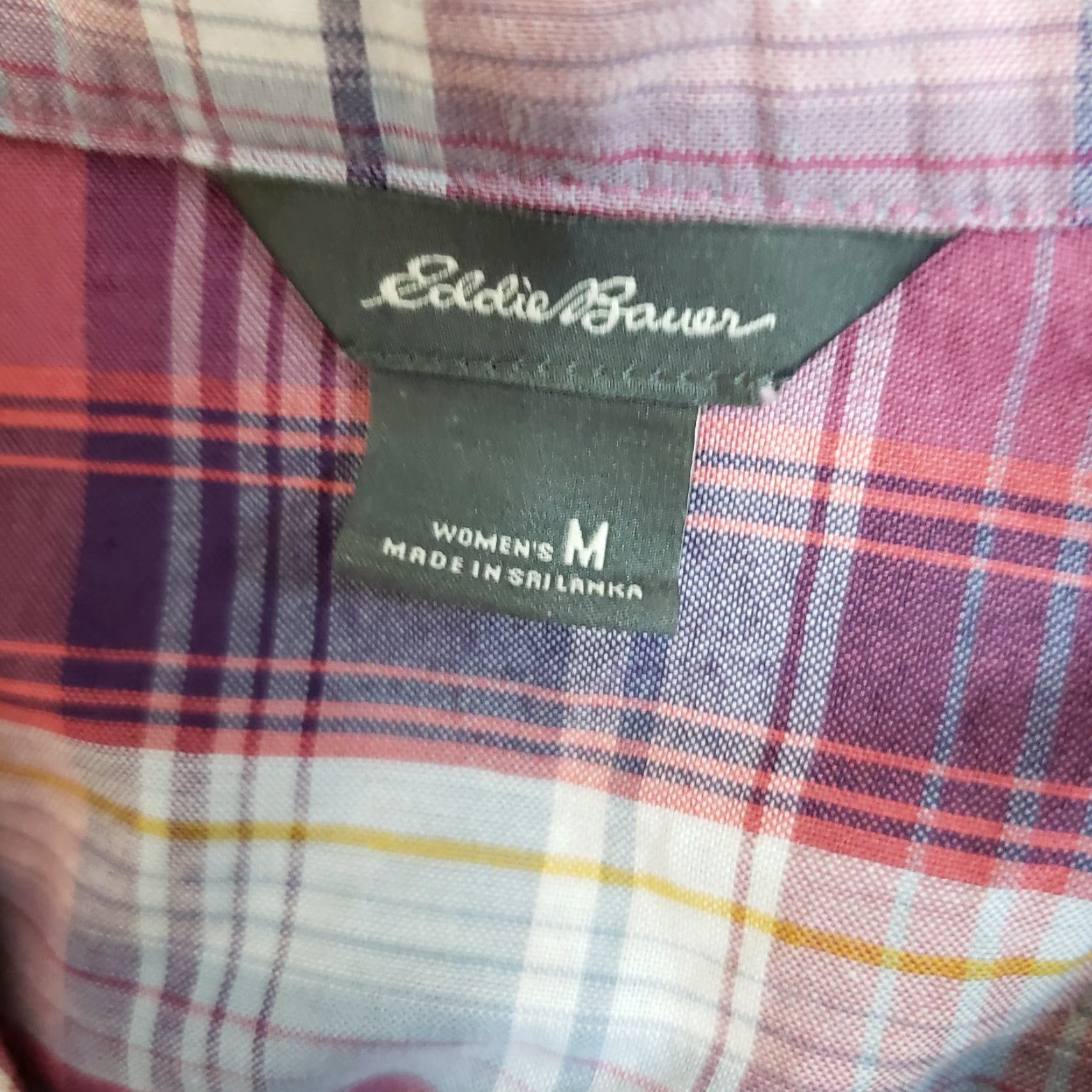 Eddie Bauer Eddie Bauer Womens Button Front Shirt M Gray Purple Plaid Long Sleeve Cotton Blend Casual Size M / US 6-8 / IT 42-44 - 5 Thumbnail