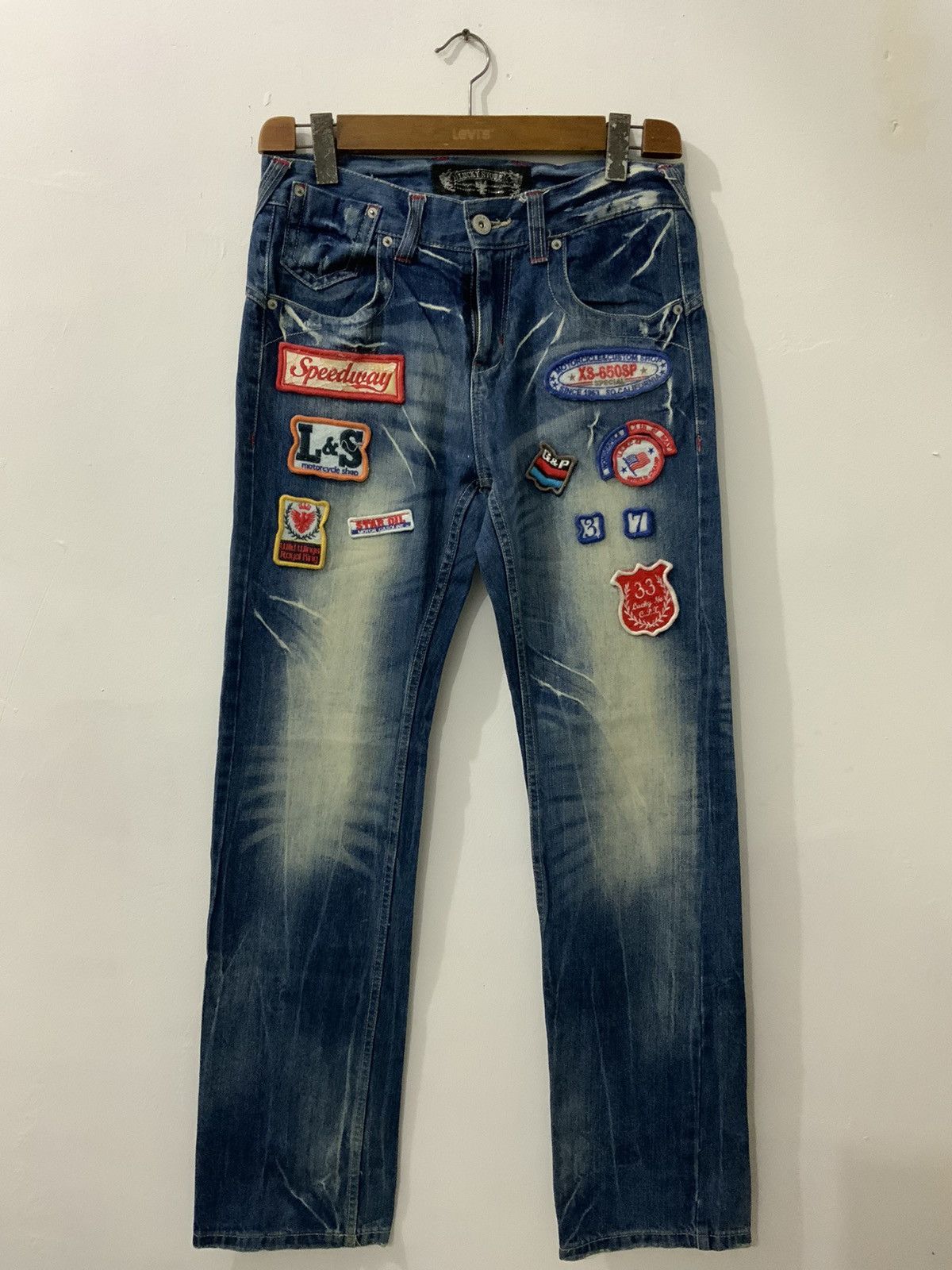If Six Was Nine Lucky Store Patches Avant Garde Jeans Size US 30 / EU 46 - 1 Thumbnail