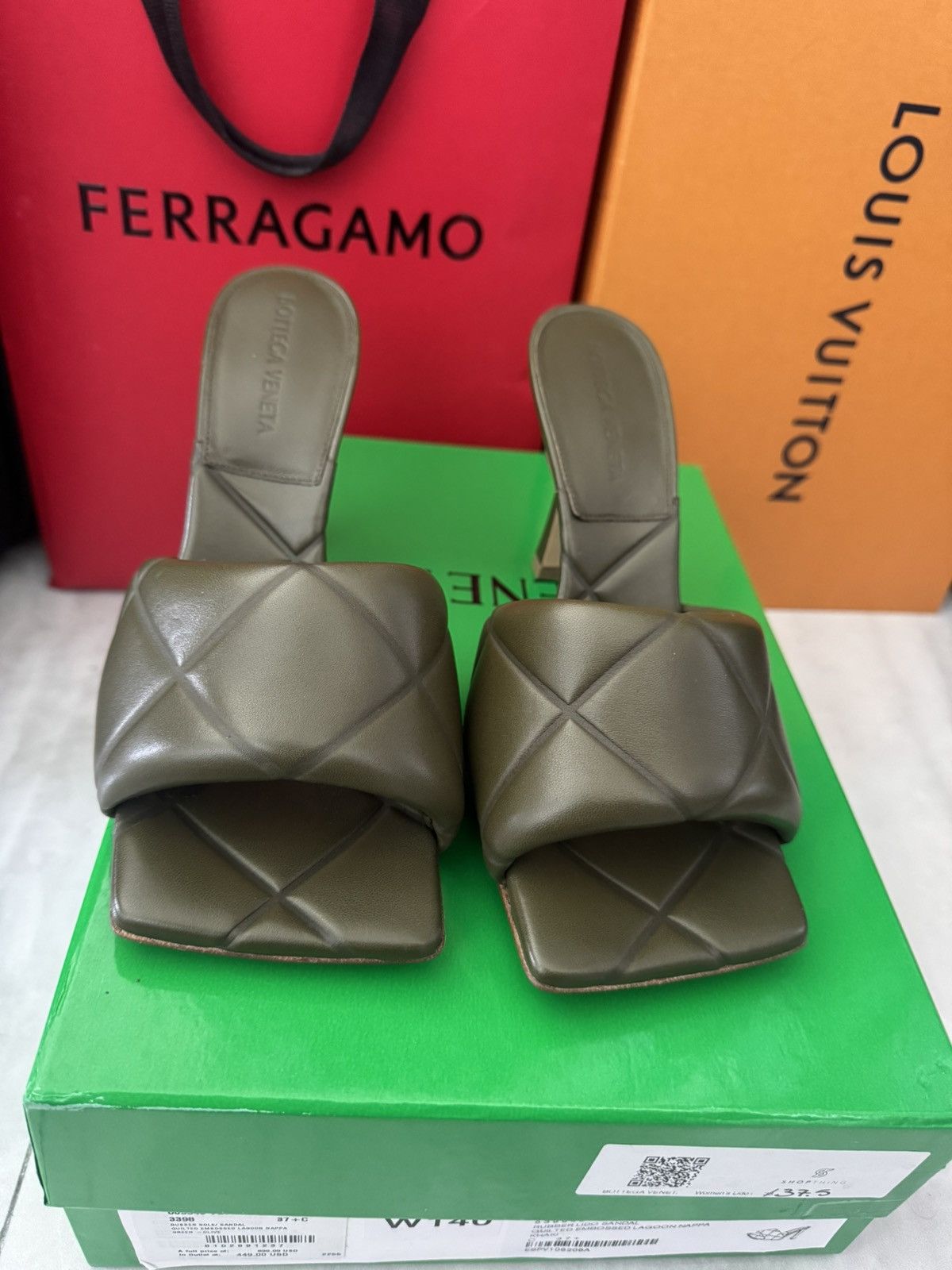 Bottega Veneta Bottega Veneta padded mule green Size US 7.5 / IT 37.5 - 4 Thumbnail