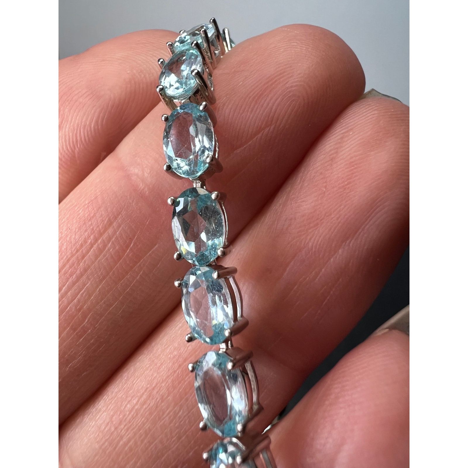 Other Blue Apatite Rhodium Over Sterling Silver Bolo Bracelet Size ONE SIZE - 8 Thumbnail