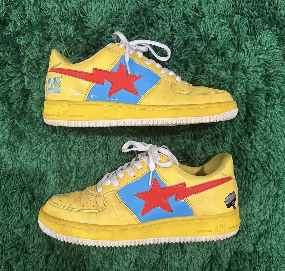 image of Bape X Marvel Thor Bapesta (2005) Shoes in Yellow, Men's (Size 10.5)