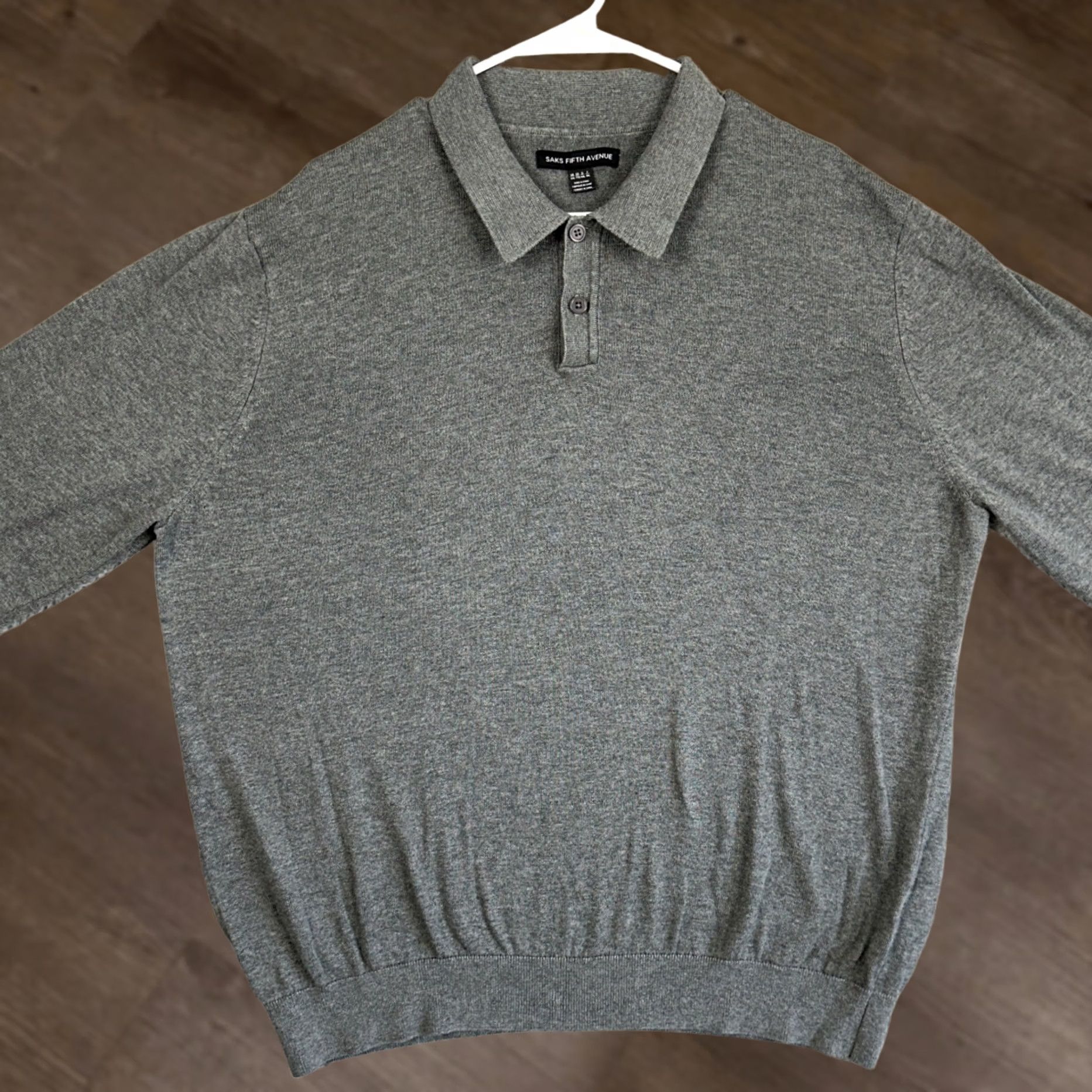 Saks Fifth Avenue Saks Fifth Avenue Sweater Polo Mens 2XL Gray Long Sleeve Pullover Outdoor Casual Shirt Size US XXL / EU 58 / 5 - 1 Thumbnail