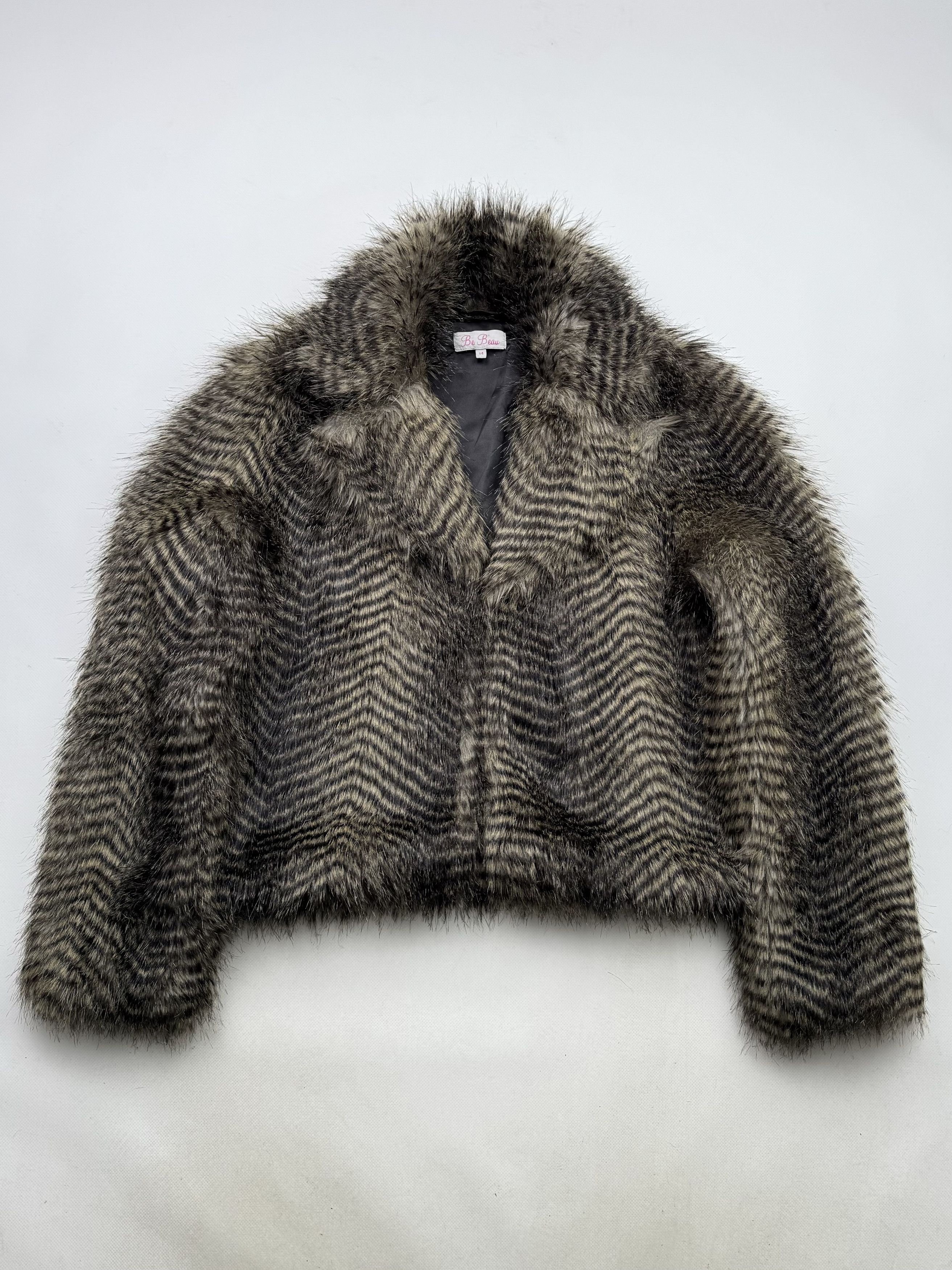 Vintage 00's Faux Fur Cropped Jacket B103 E2(V417) Size L / US 10 / IT 46 - 1 Thumbnail