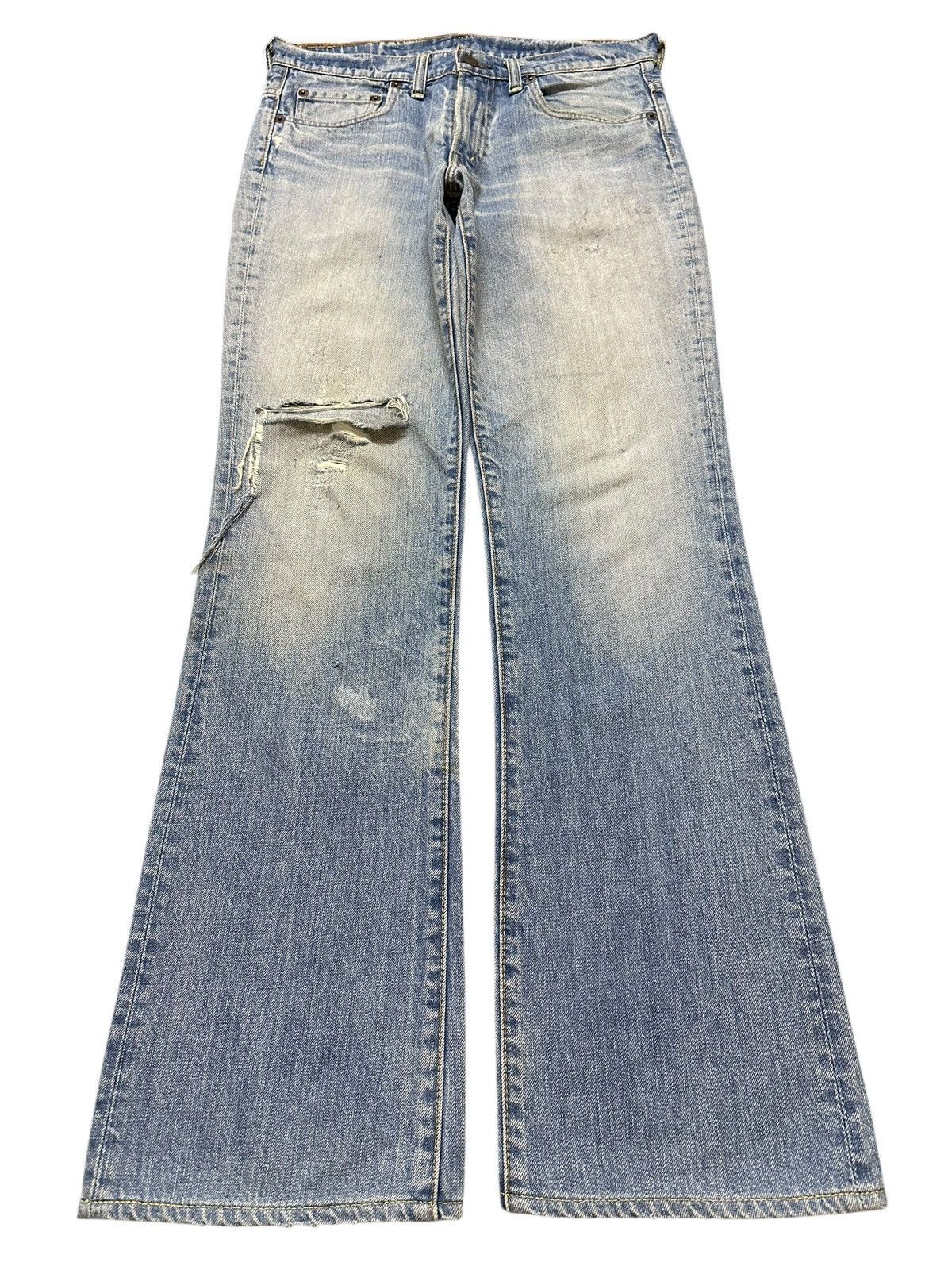 Denime Vintage Japan Denime Faded Wash Style Distress Bootcut Jeans Size US 31 - 1 Thumbnail