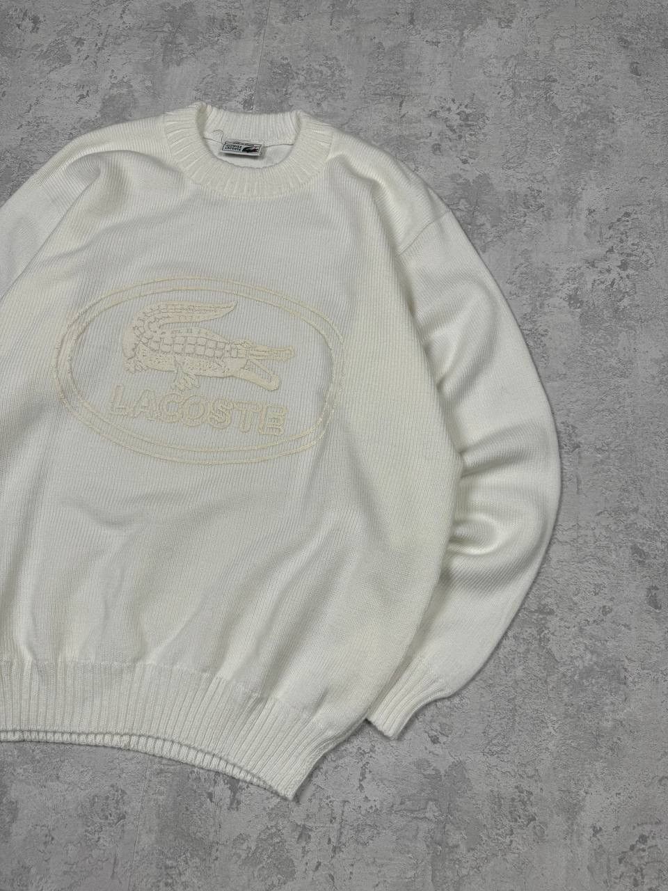 Lacoste Vintage Lacoste Y2K White Sweater Big Logo Size XL Size US XL / EU 56 / 4 - 3 Thumbnail
