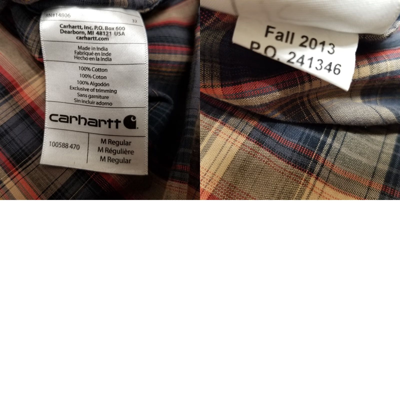 Carhartt Carhartt Shirt Mens M Grey Tan Red Plaid Button-Down Outdoor Casual Long Sleeve Cotton Button-Up Shirt Mens Size US M / EU 48-50 / 2 - 8 Thumbnail