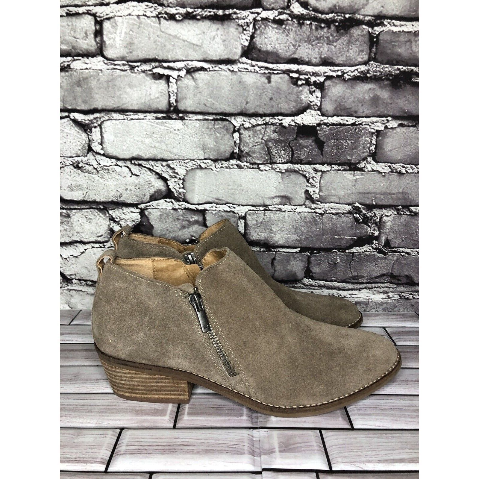 Lucky Brand Lucky Brand Fineses Taupe Suede Leather Double Zipper Heels Size US 10 / IT 40 - 20 Thumbnail