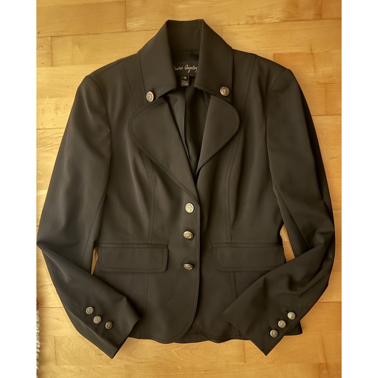 Vintage saudra augelazzi Black Blazer Crest Buttons Fitted 36 US 4 Size S / US 4 / IT 40 - 1 Thumbnail