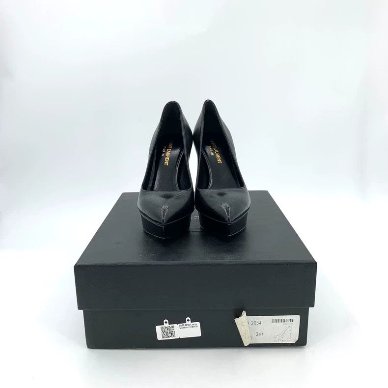 Saint Laurent Paris Saint Laurent Paris Black pointy thick heel leather high h Size US 4 / IT 34 - 8 Thumbnail