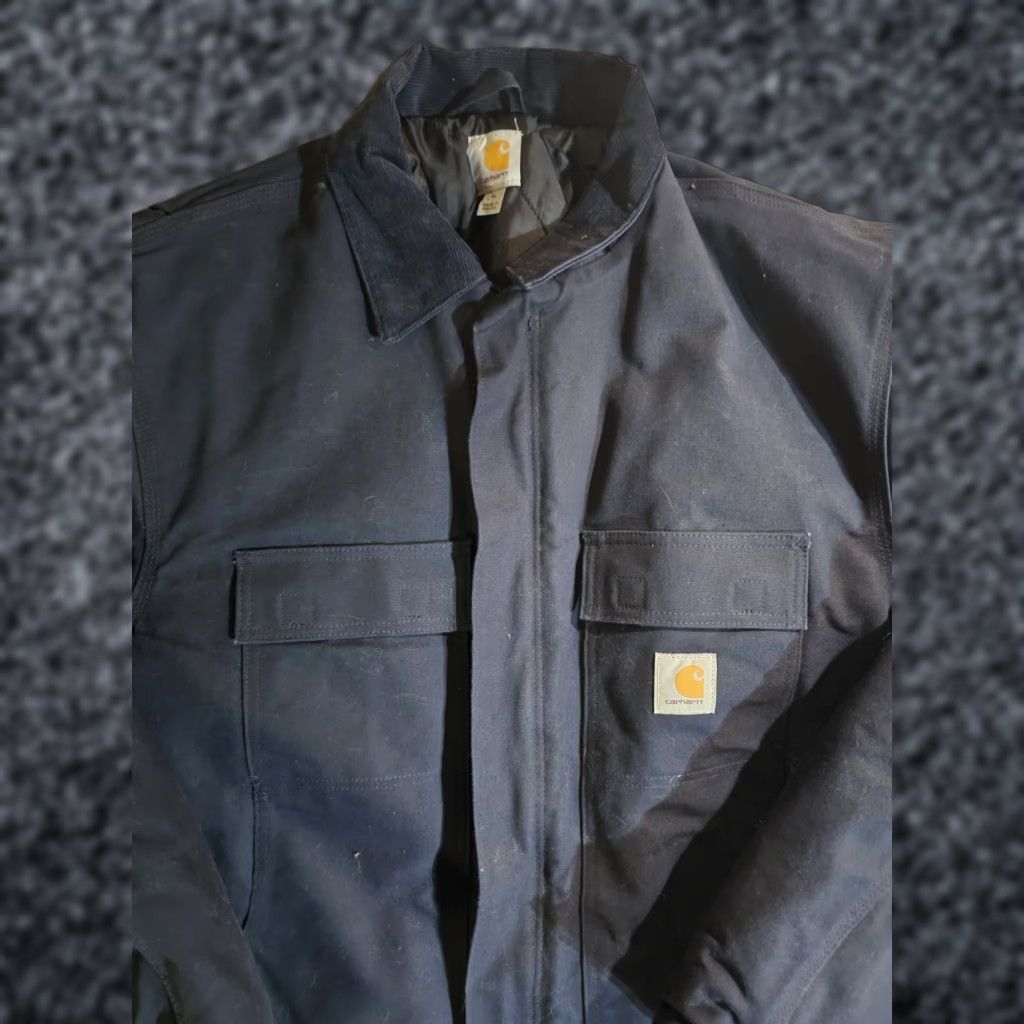 Carhartt Carhartt C003 DNY Quilted Lined Jacket Navy Blue Work Canvas Barn Coat Mens XL Size US XL / EU 56 / 4 - 1 Thumbnail