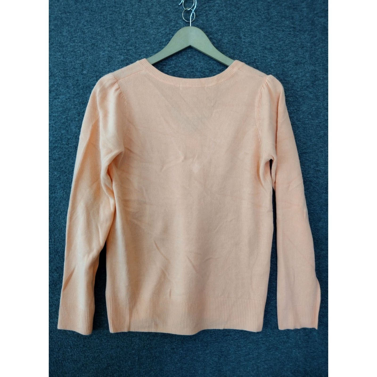 Vintage Carolyn Taylor S Sweater Women's Peach Long Sleeve V Neck Pullover Knit 100% Cotton Raglan Sleeve Solid Logo Fall Winter Casual Formal Secrets: No Size S / US 4 / IT 40 - 2 Thumbnail