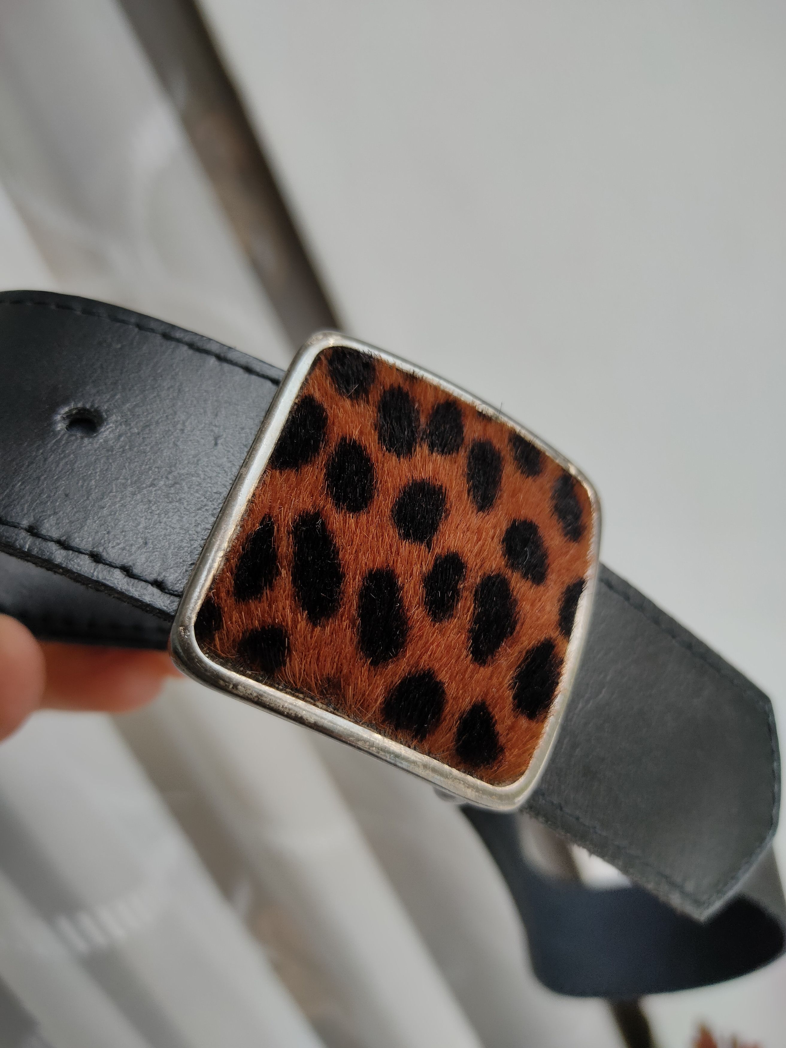 Genuine Leather Leopard woomans leather belts England beautiful vintage belt Size ONE SIZE - 2 Thumbnail