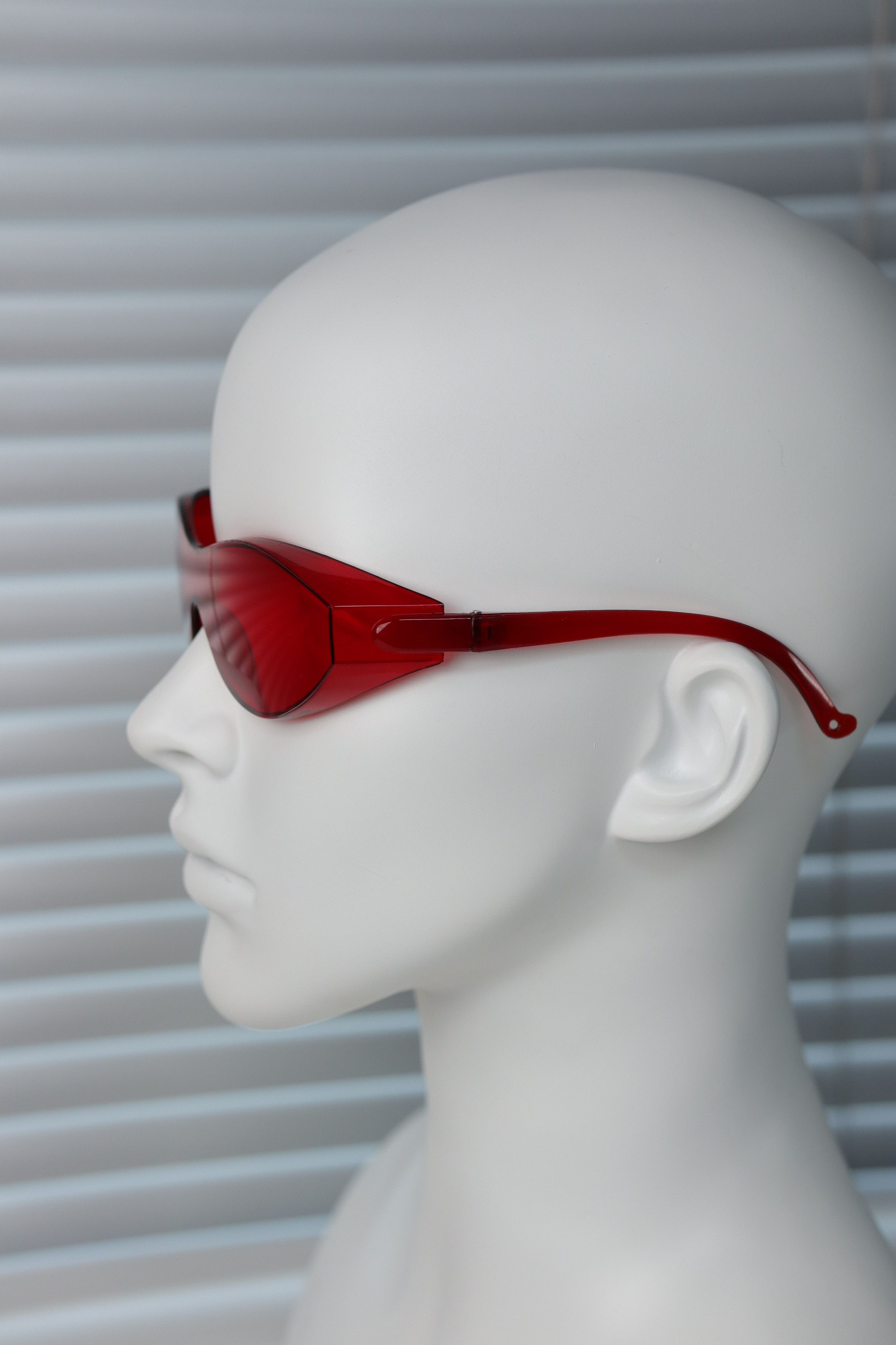 Japanese Brand Y2k Large Wide Safety Glasses Sunglasses Red Unisex One Size Size ONE SIZE - 10 Thumbnail