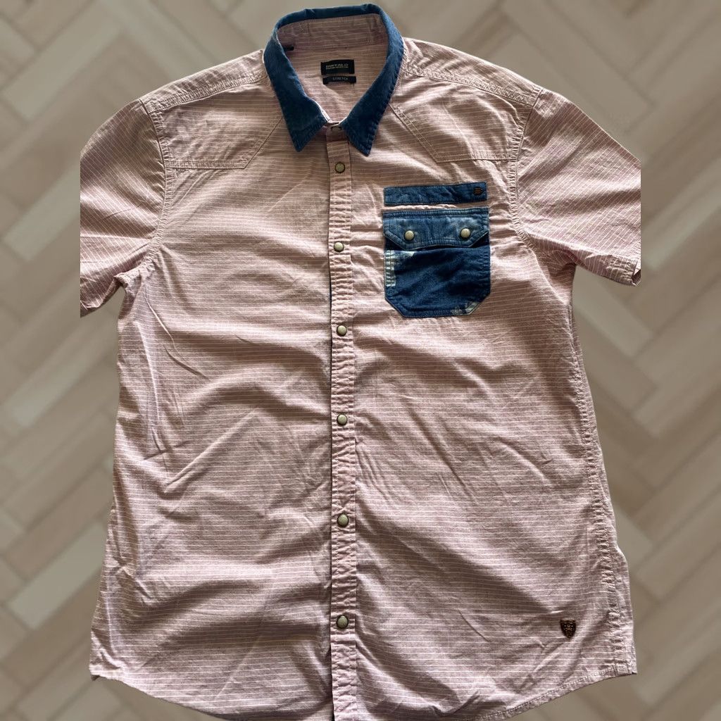 Pinko Buffalo Button Shirt Men’s M Pink Short Sleeve Solid Button-Up Casual Formal Caps Pattern Collared Size US M / EU 48-50 / 2 - 1 Thumbnail
