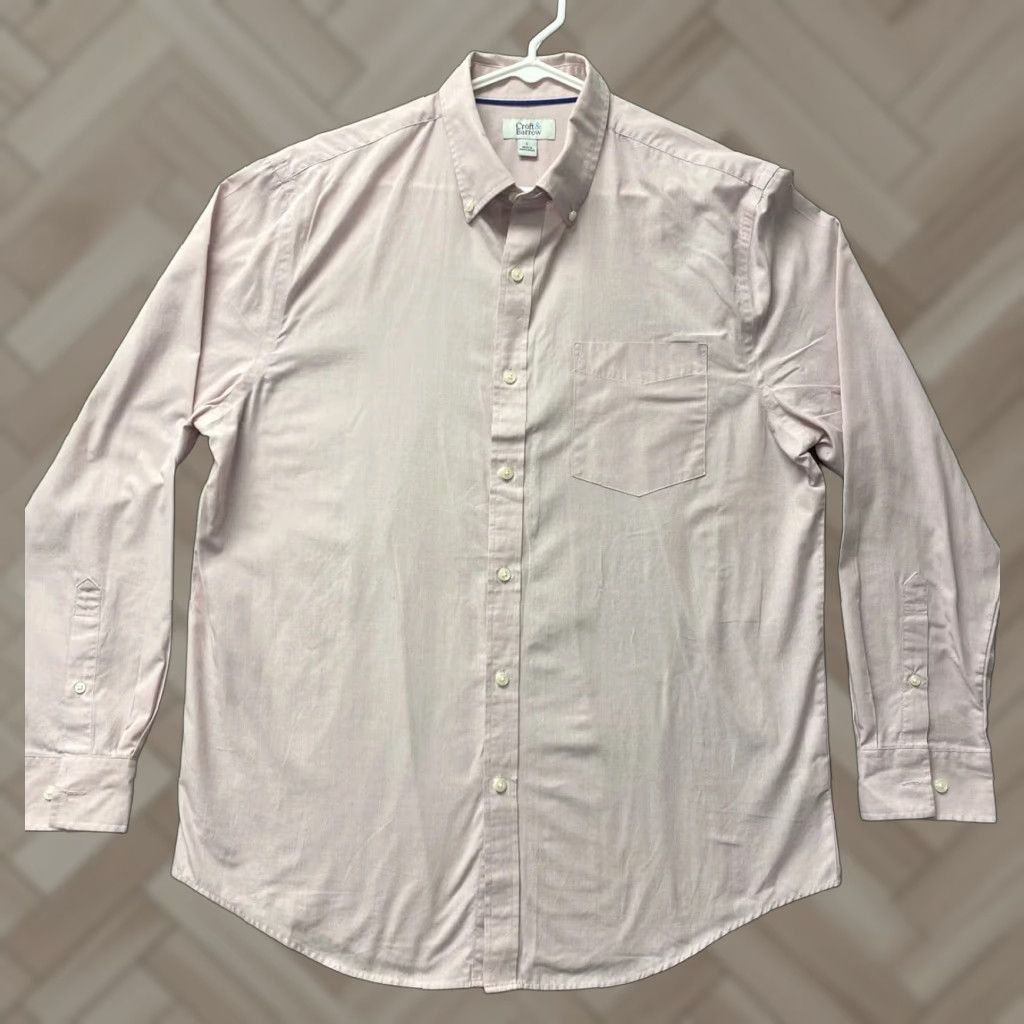 Croft & Barrow Croft & Barrow Shirt Mens Size L Button-Up Long Sleeve Pink /107-2 White Cotton Polyester Regular Men Casual Collared Button Up Shirt Size US L / EU 52-54 / 3 - 1 Thumbnail