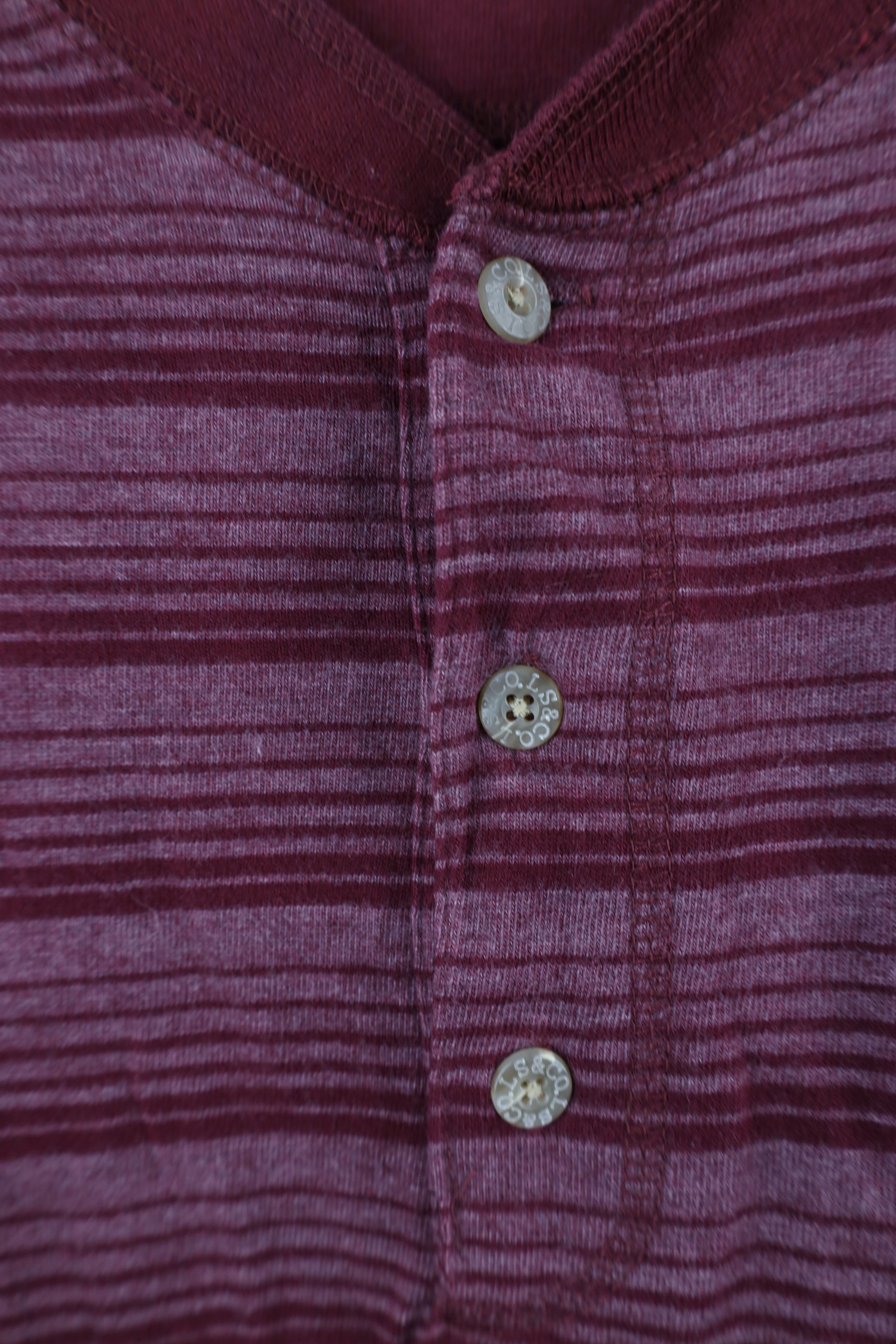 Levi's × Vintage Vintage 90s Levis Striped Long Sleeve Henley T-Shirt Red USA Size US XL / EU 56 / 4 - 4 Thumbnail