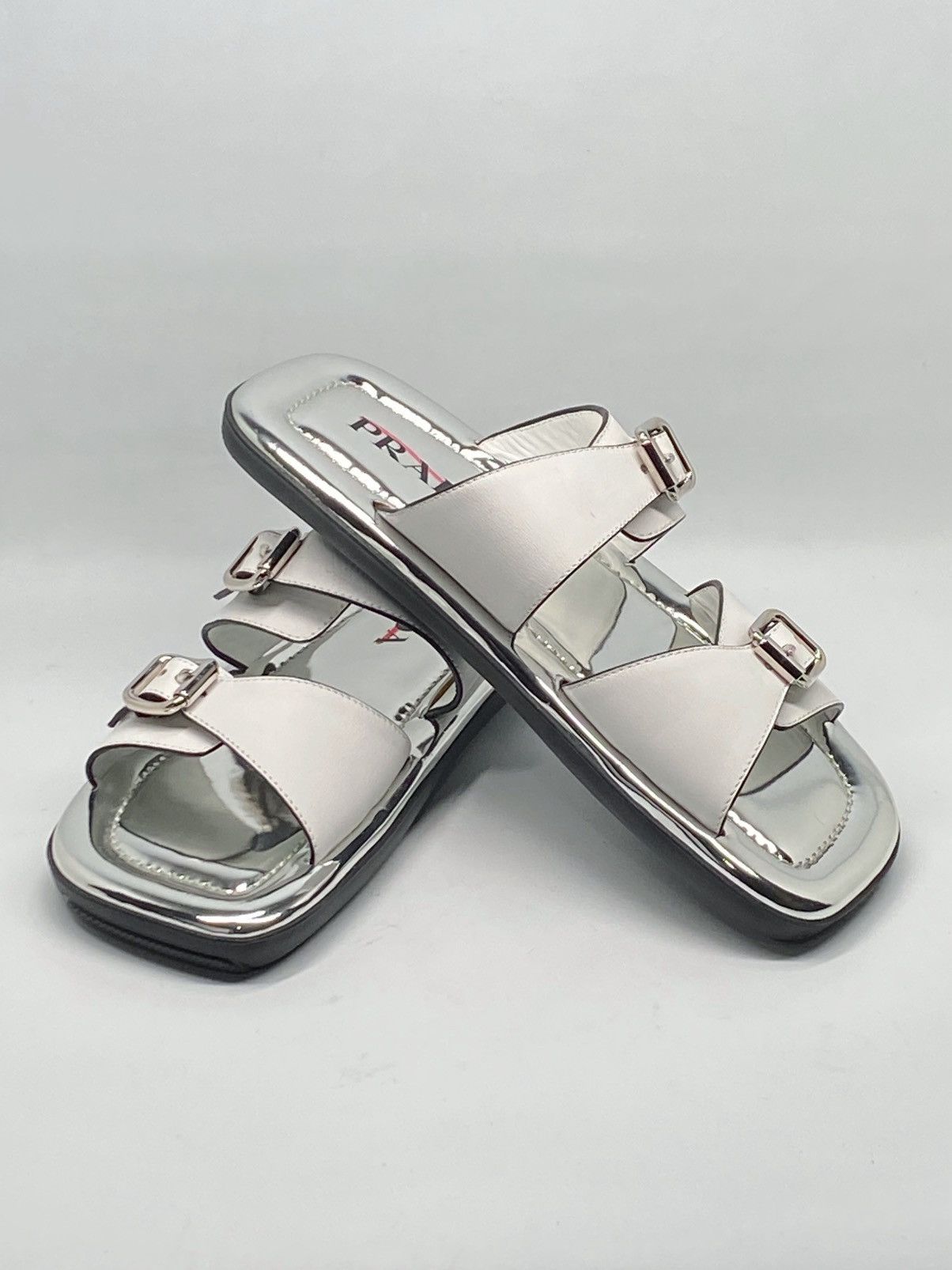 Prada Prada Double Buckle Sandal With Metallic Soles size 39.5 Size US 9.5 / IT 39.5 - 9 Thumbnail