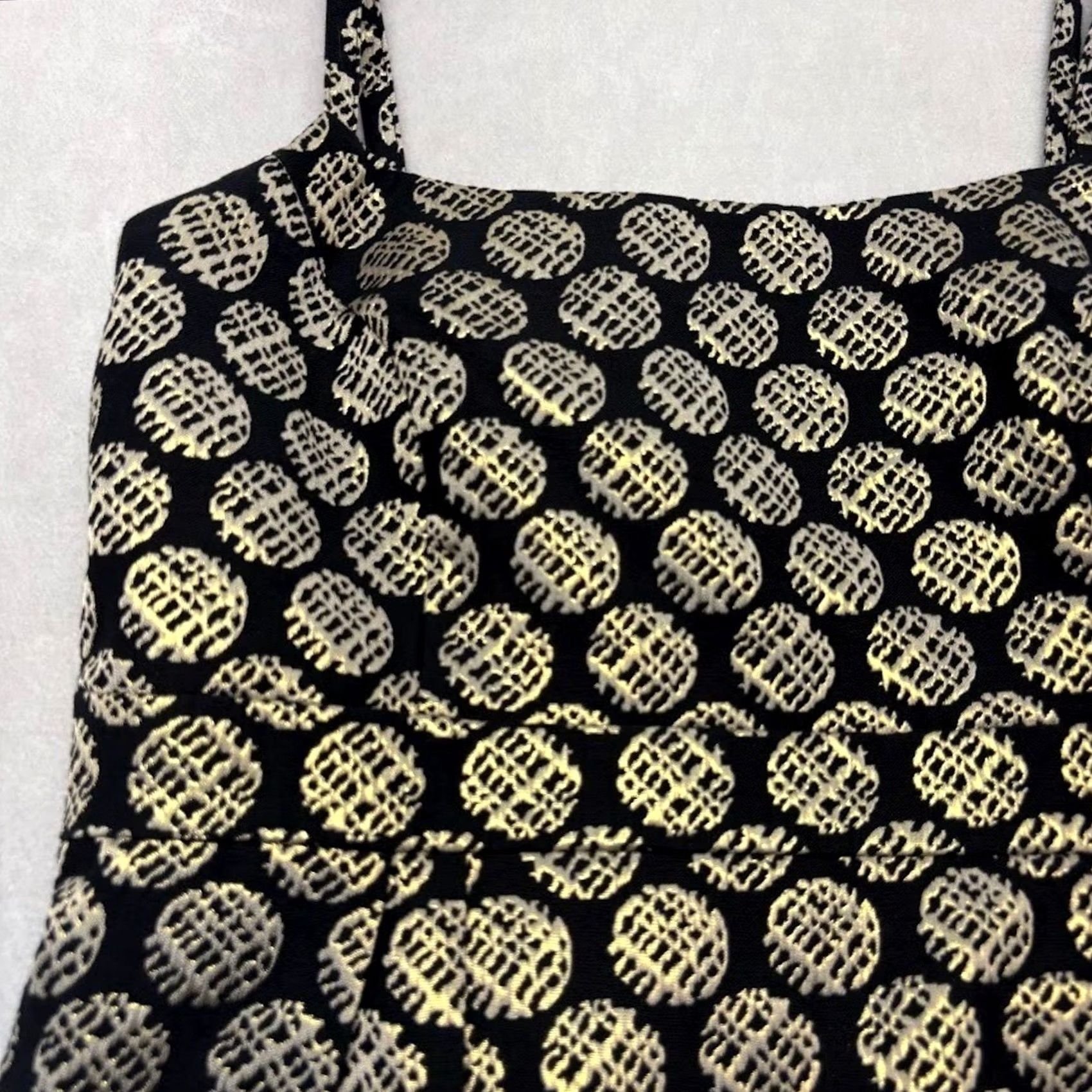 Vintage Target Metallic Gold Circle Pattern Jacquard Black Sheath Mini Dress 12 Size XL / US 12-14 / IT 48-50 - 3 Thumbnail