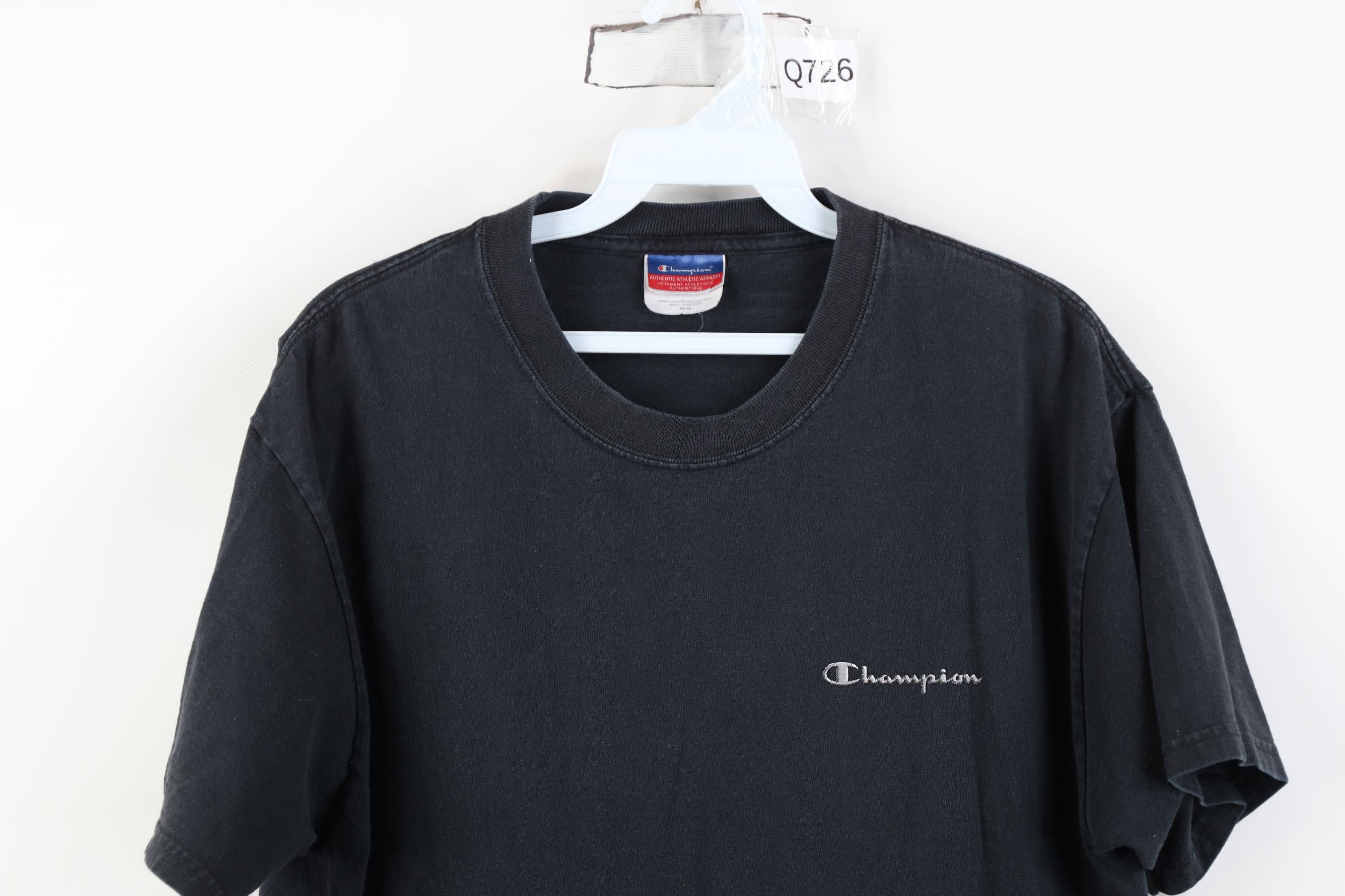 Champion Vintage 90s Y2K Champion Spell Out T-Shirt Black Cotton Size US M / EU 48-50 / 2 - 2 Thumbnail