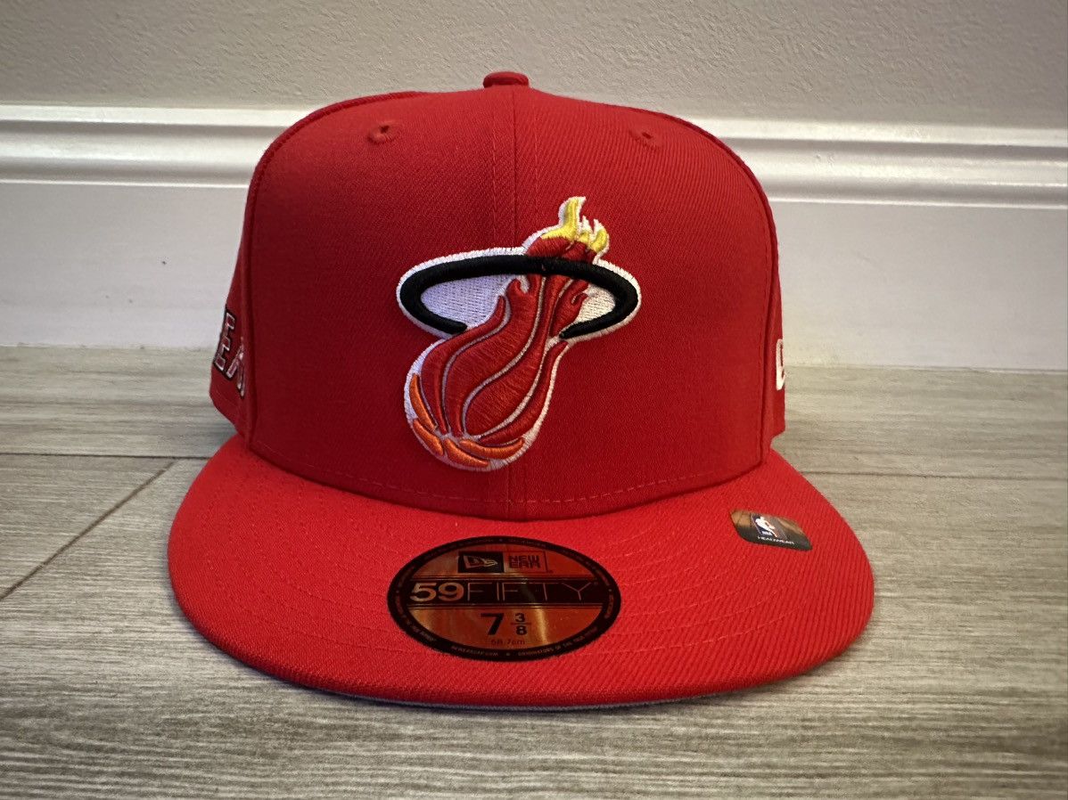 Miami Heat New Era HWC Hardwood Classic Red Fitted Sz 7 3/8