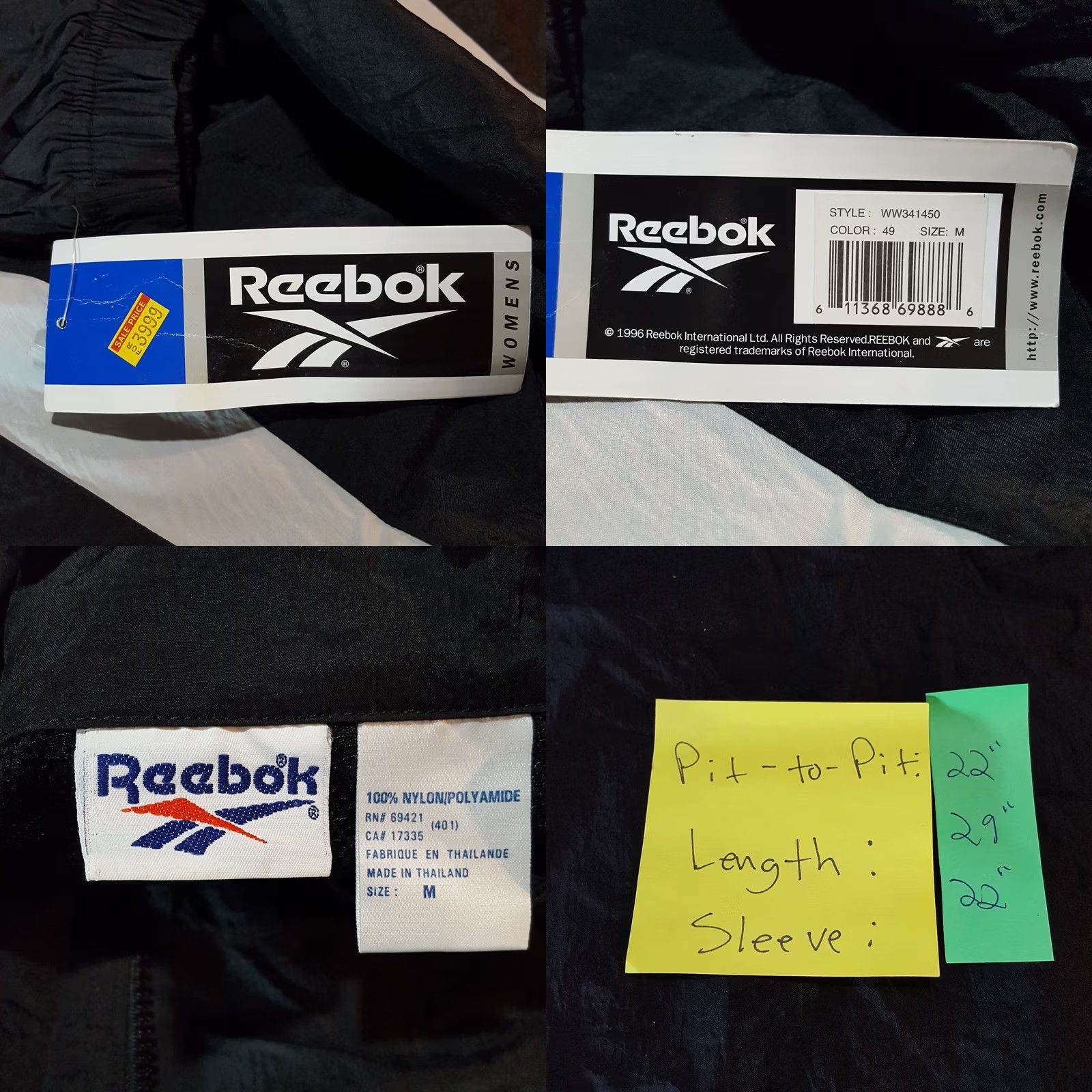 Reebok VINTAGE Reebok Women's Jacket Mid-Length Zip Up Black 90s Retro Athletic 90s Size M / US 6-8 / IT 42-44 - 8 Thumbnail