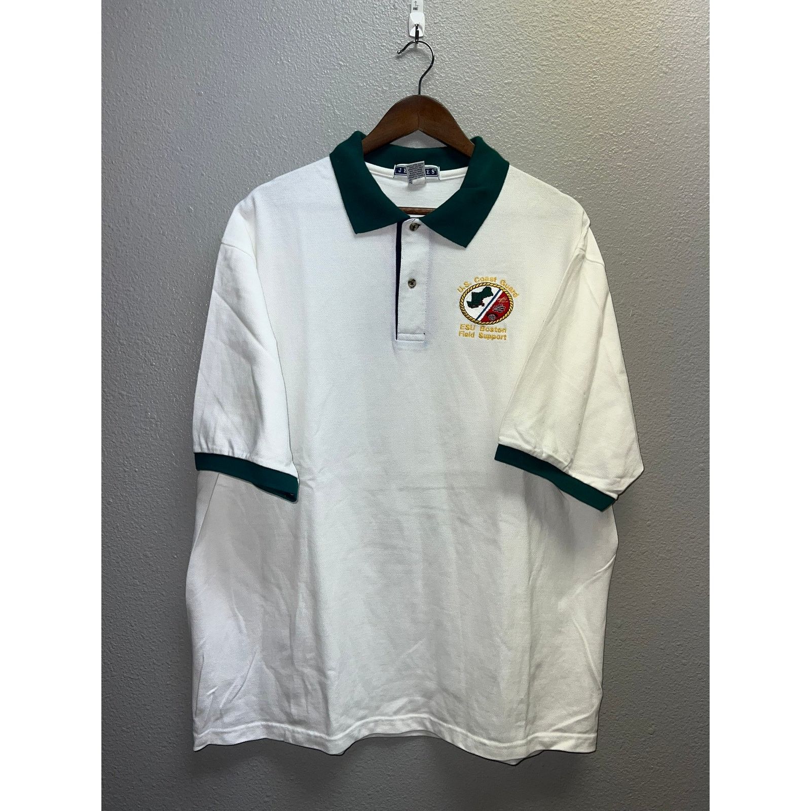 Jerzees Vintage US Coast Guard Polo Shirt ESU Boston Field 90s XL Size US XL / EU 56 / 4 - 1 Thumbnail